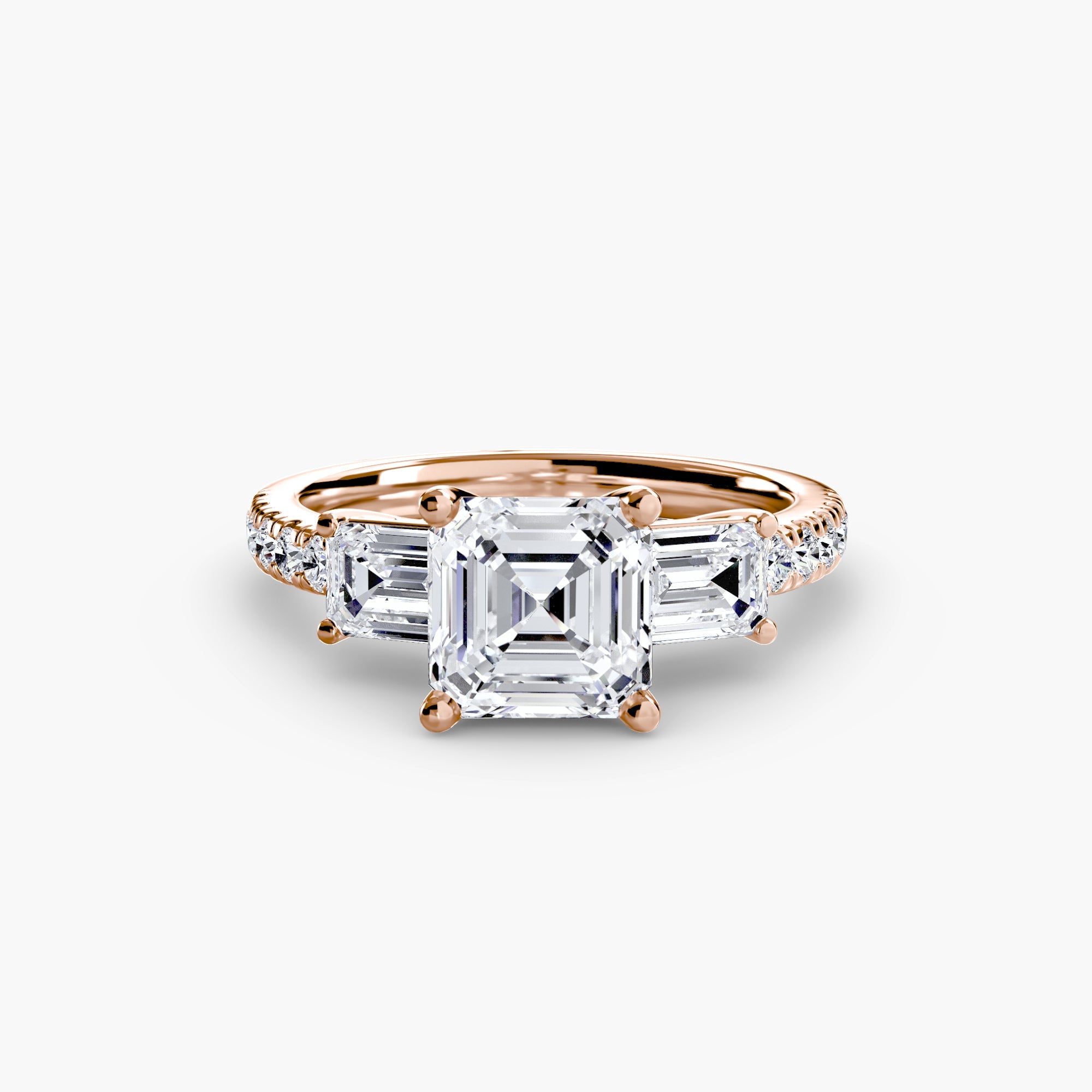 Three-Stone Ring with Pavé Band 4 EclectiCarat