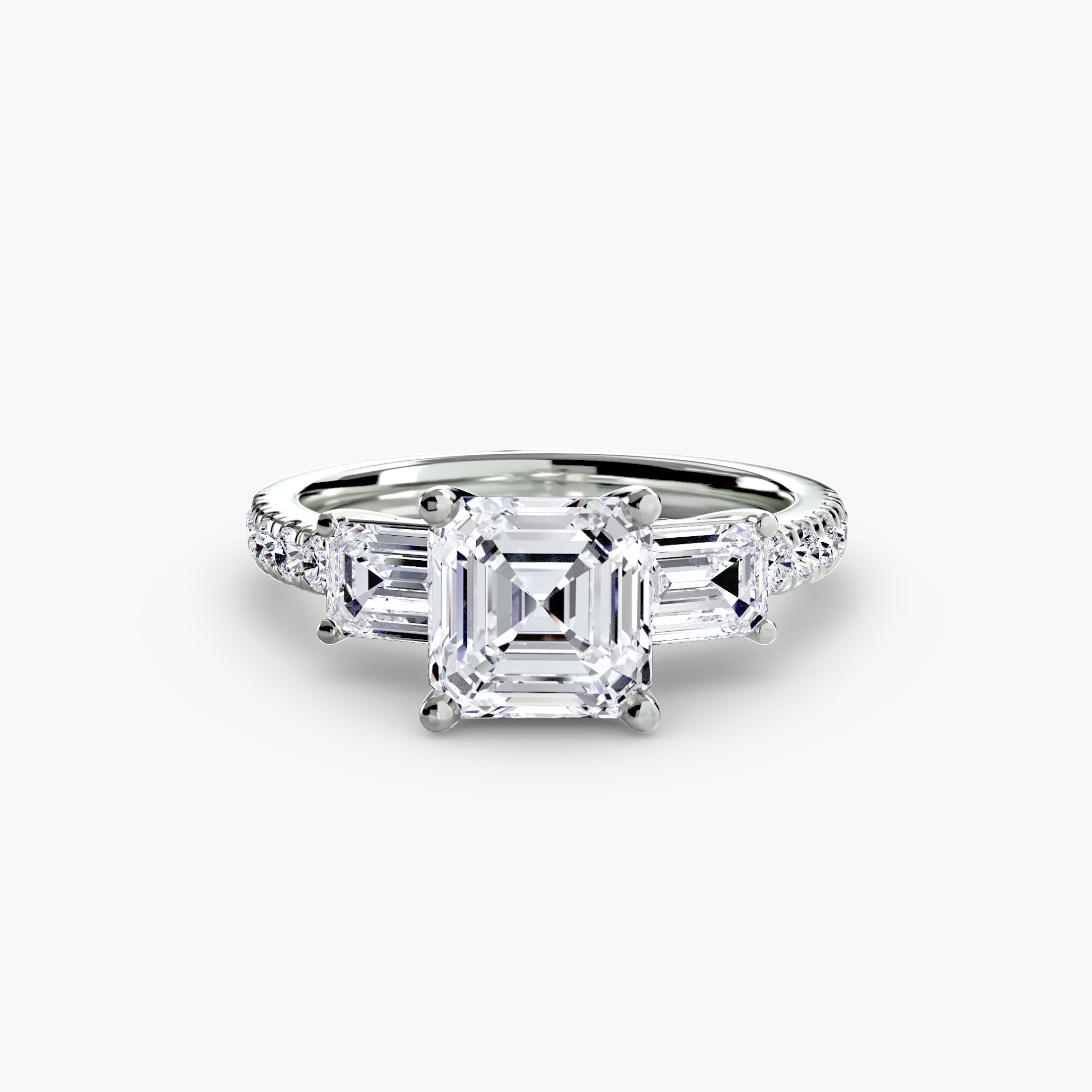 Three-Stone Ring with Pavé Band 4 EclectiCarat