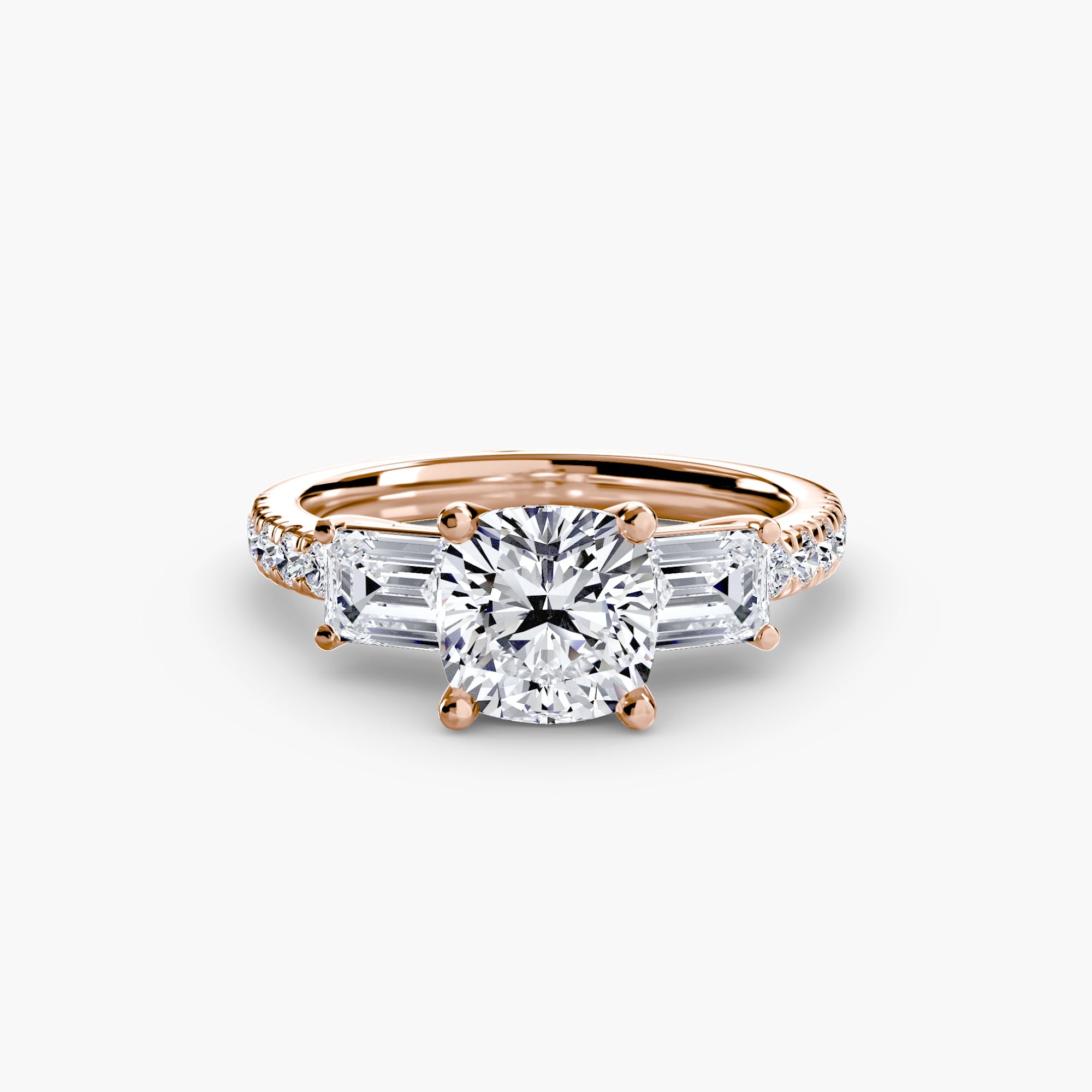 Three-Stone Ring with Pavé Band 4 EclectiCarat
