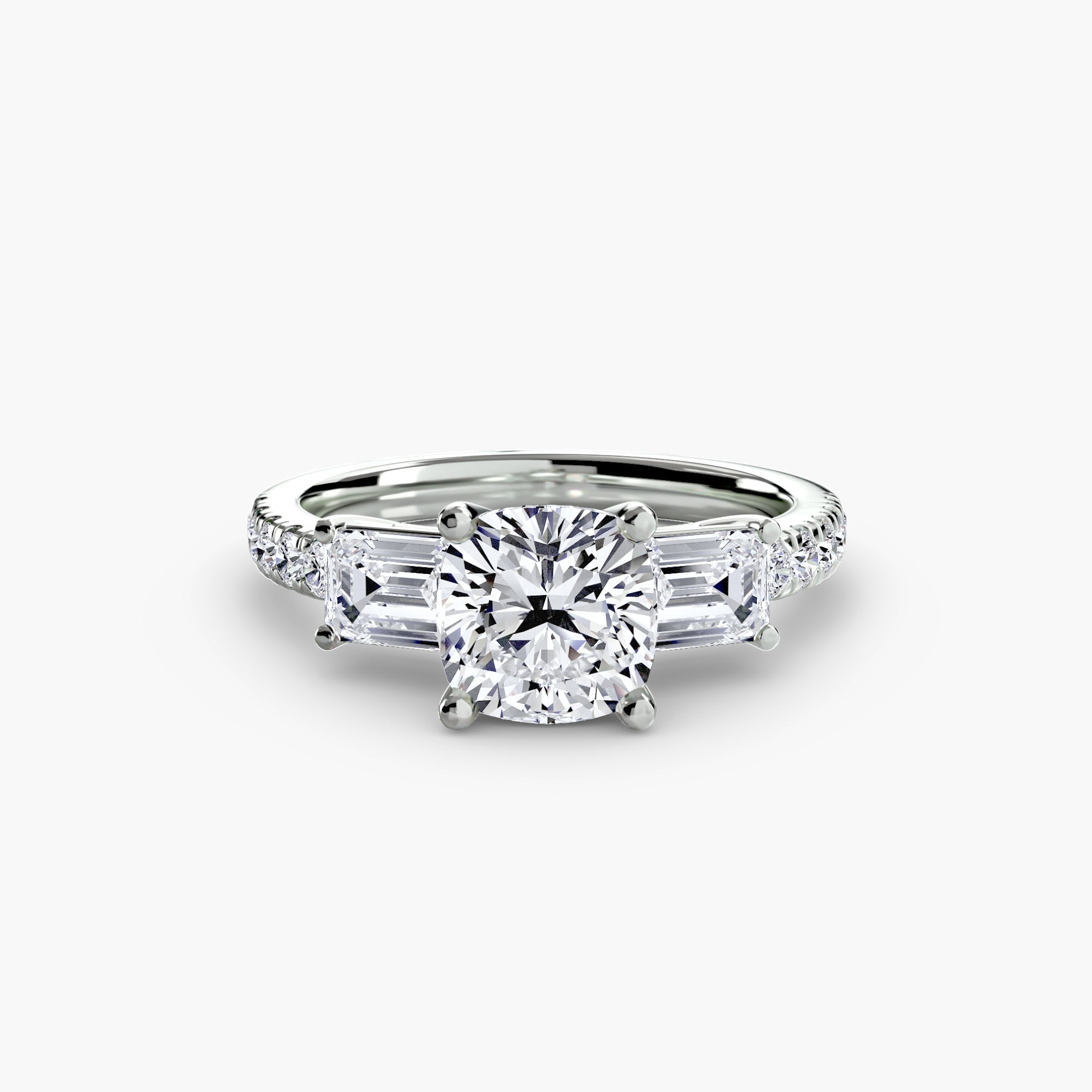 Three-Stone Ring with Pavé Band 4 EclectiCarat
