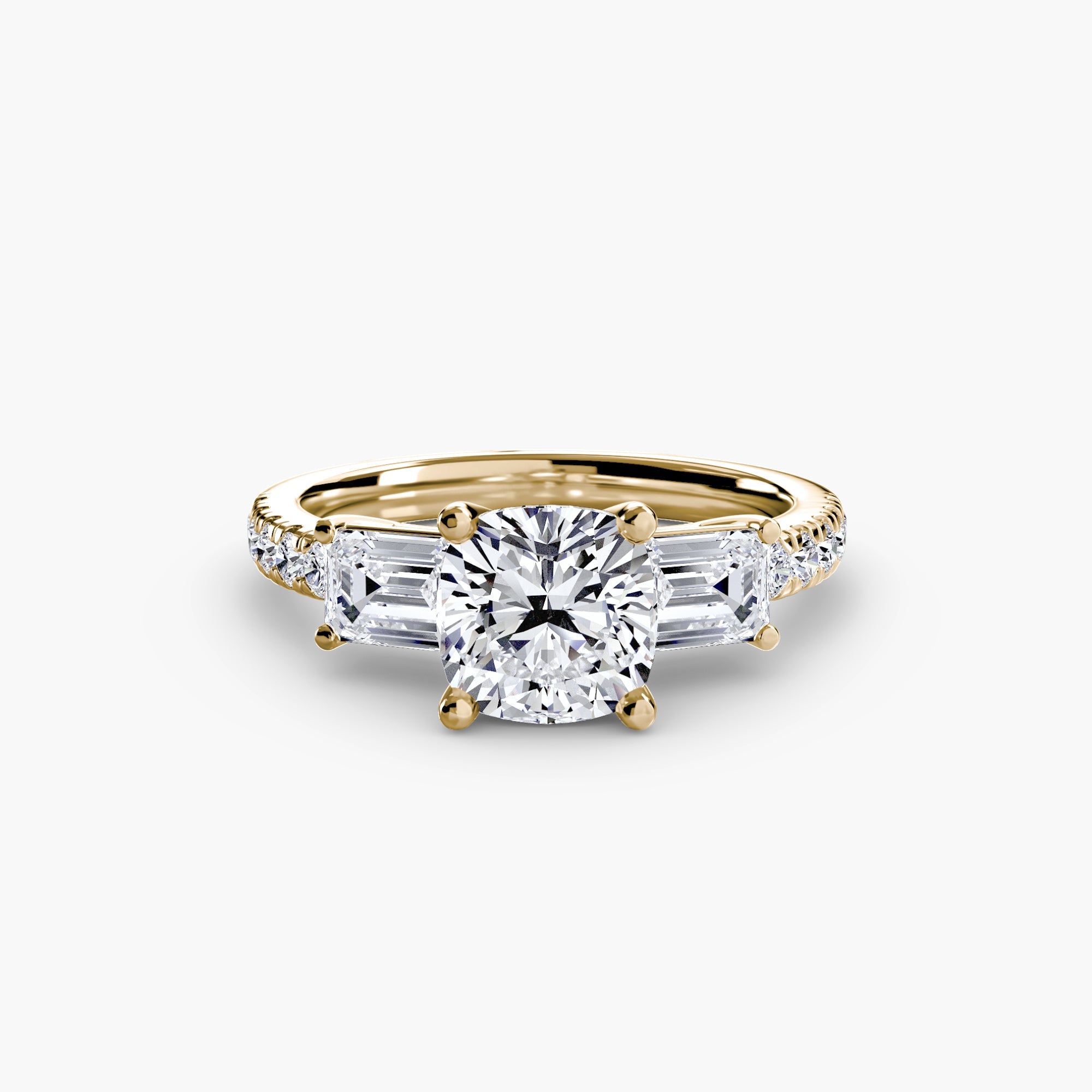 Three-Stone Ring with Pavé Band 4 EclectiCarat