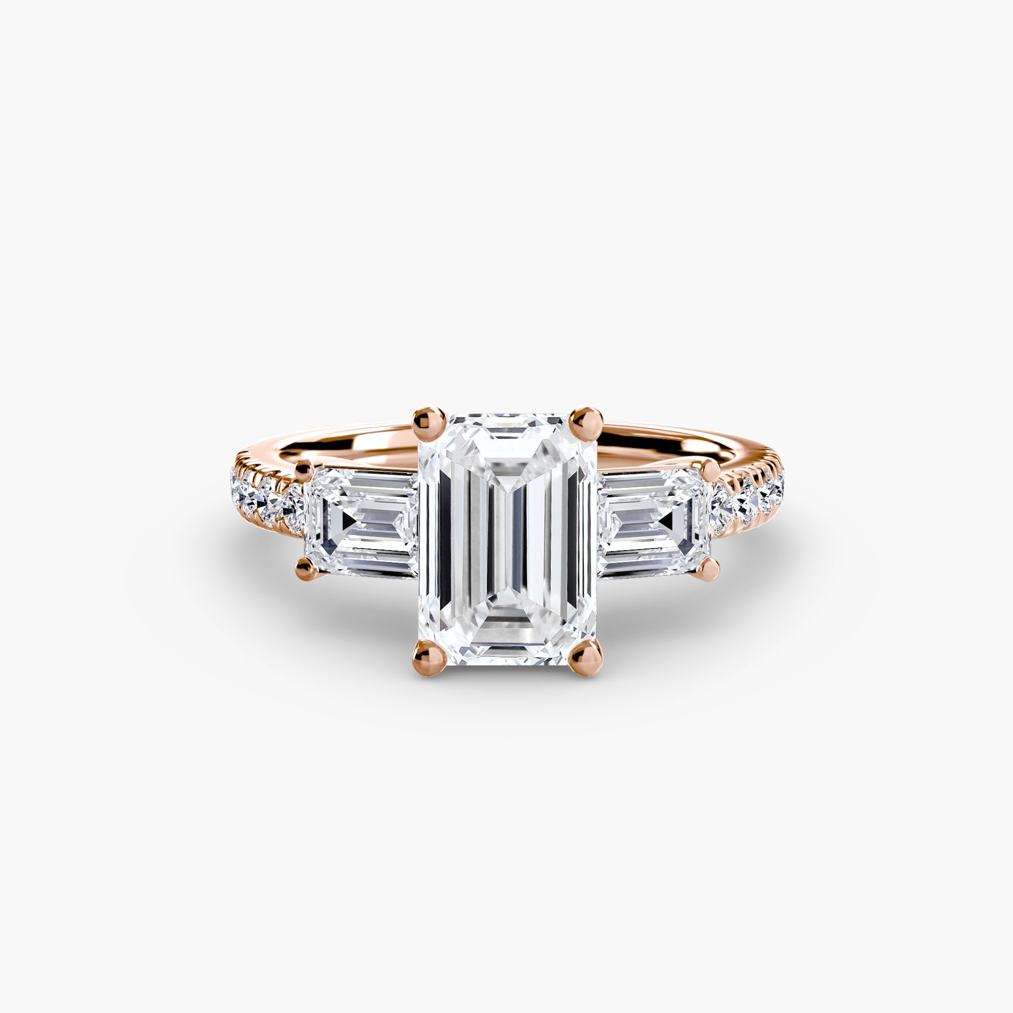Three-Stone Ring with Pavé Band 4 EclectiCarat