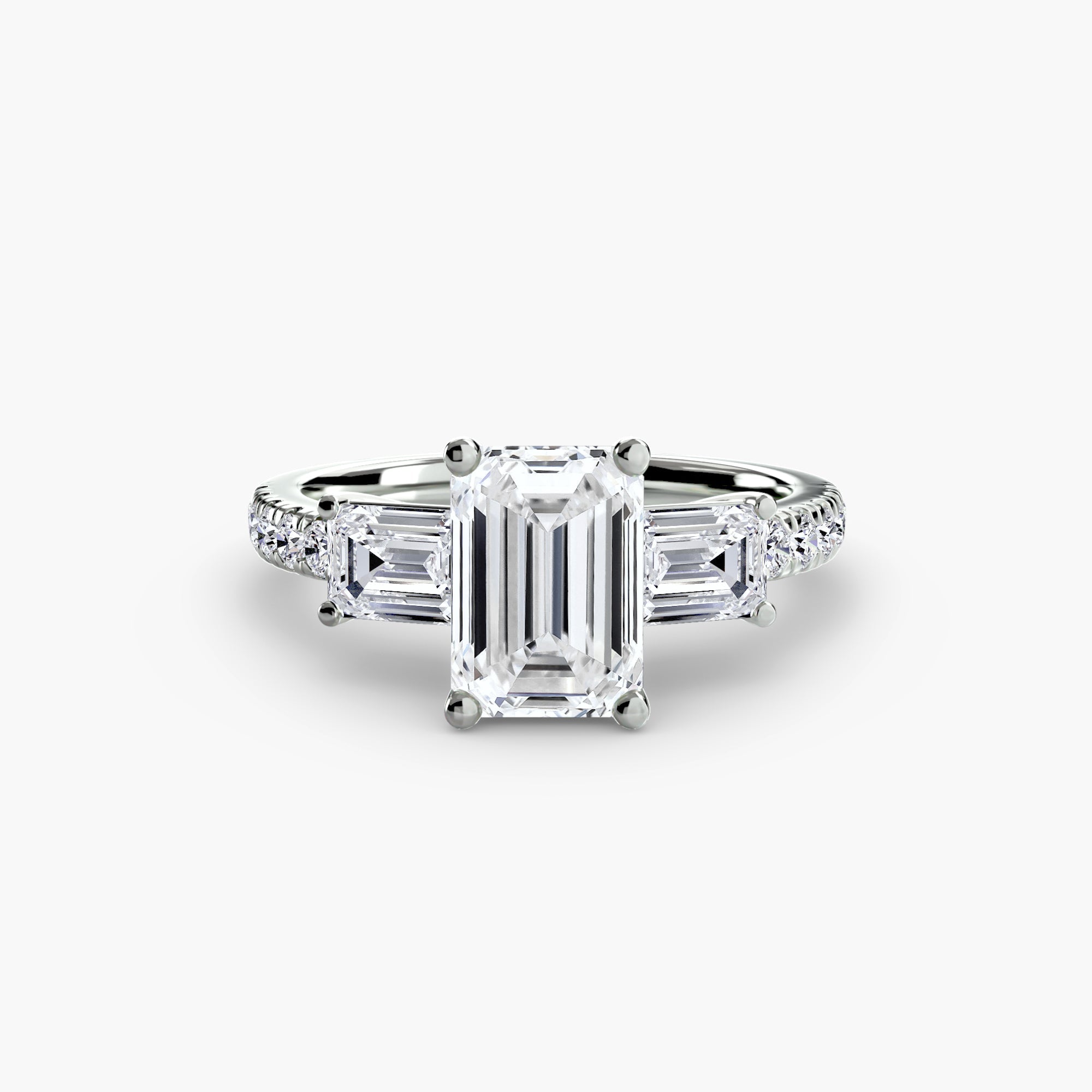 Three-Stone Ring with Pavé Band 4 EclectiCarat