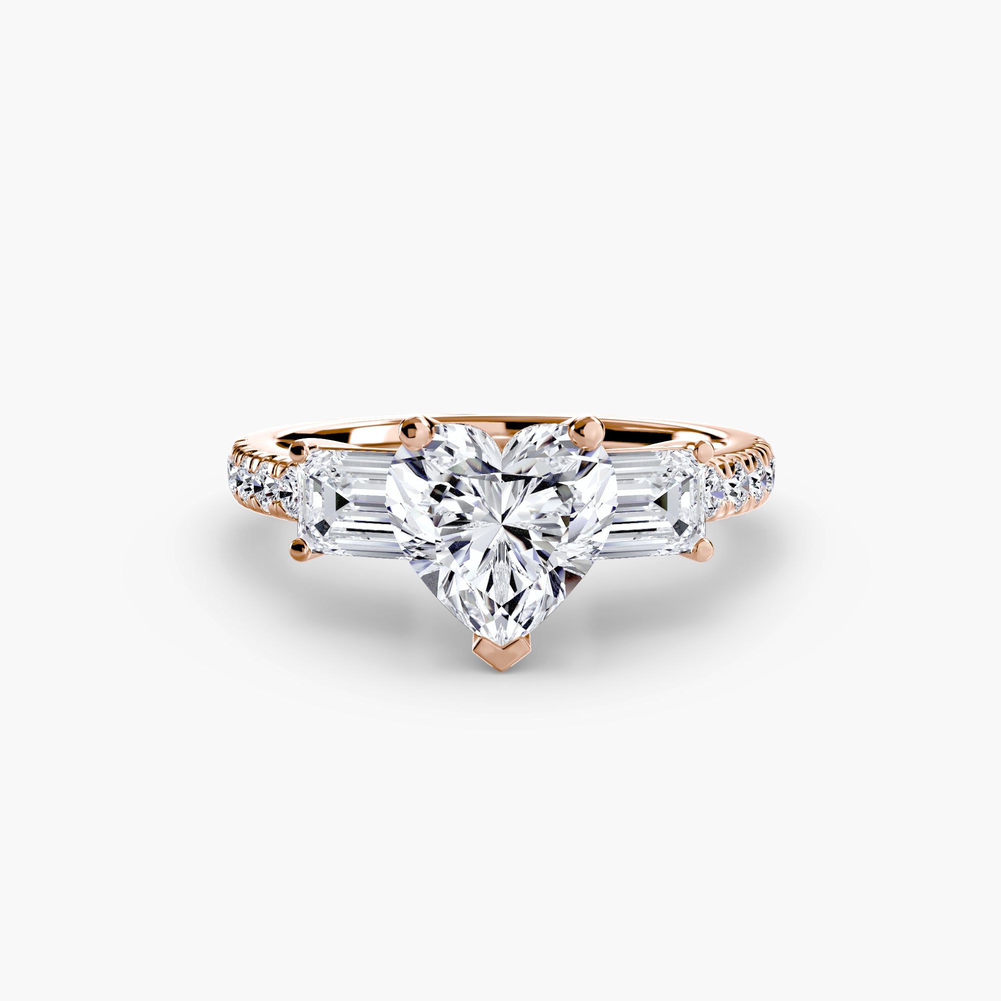 Three-Stone Ring with Pavé Band 4 EclectiCarat