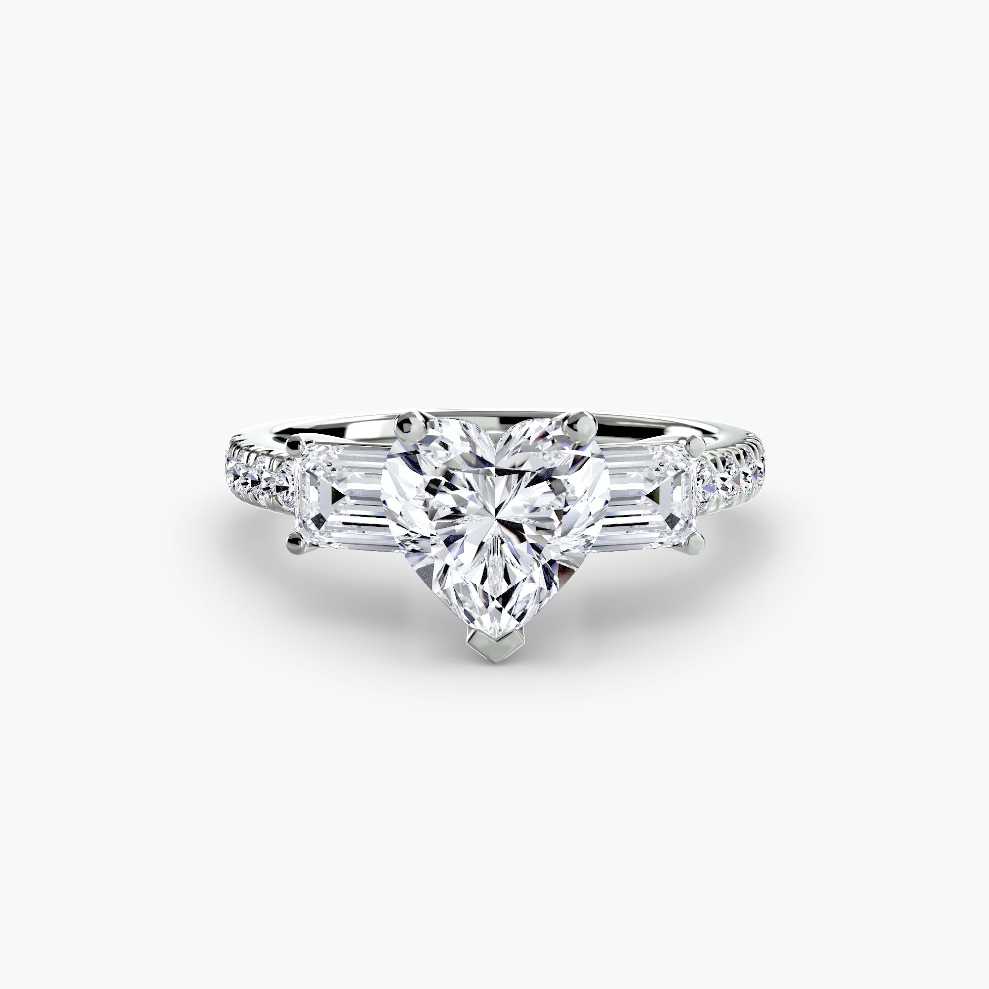 Three-Stone Ring with Pavé Band 4 EclectiCarat