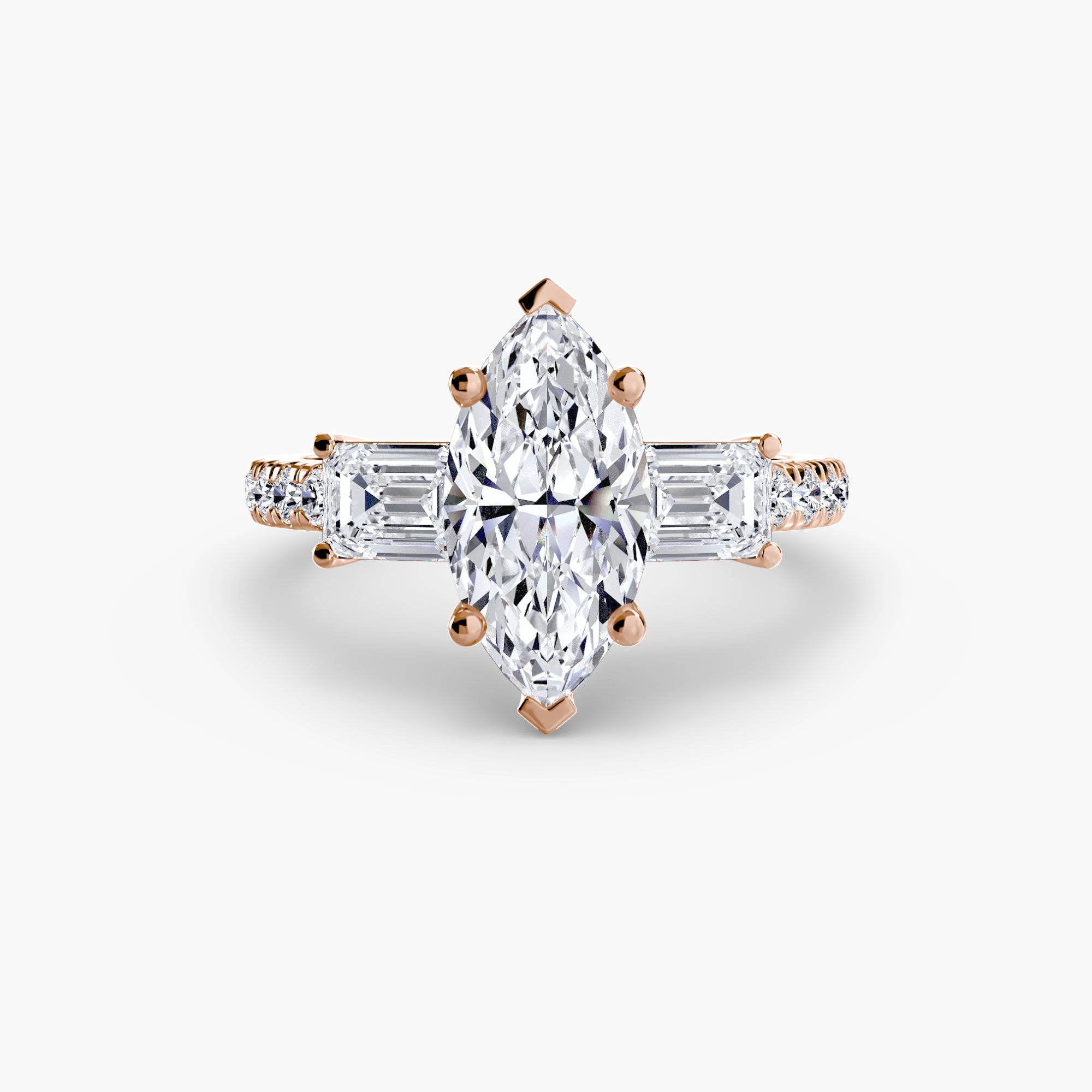 Three-Stone Ring with Pavé Band 4 EclectiCarat