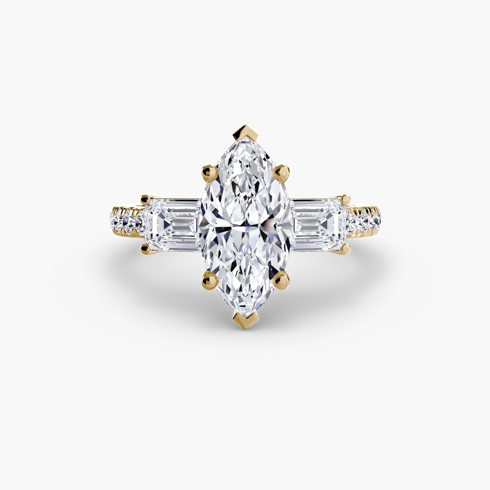 Three-Stone Ring with Pavé Band 4 EclectiCarat