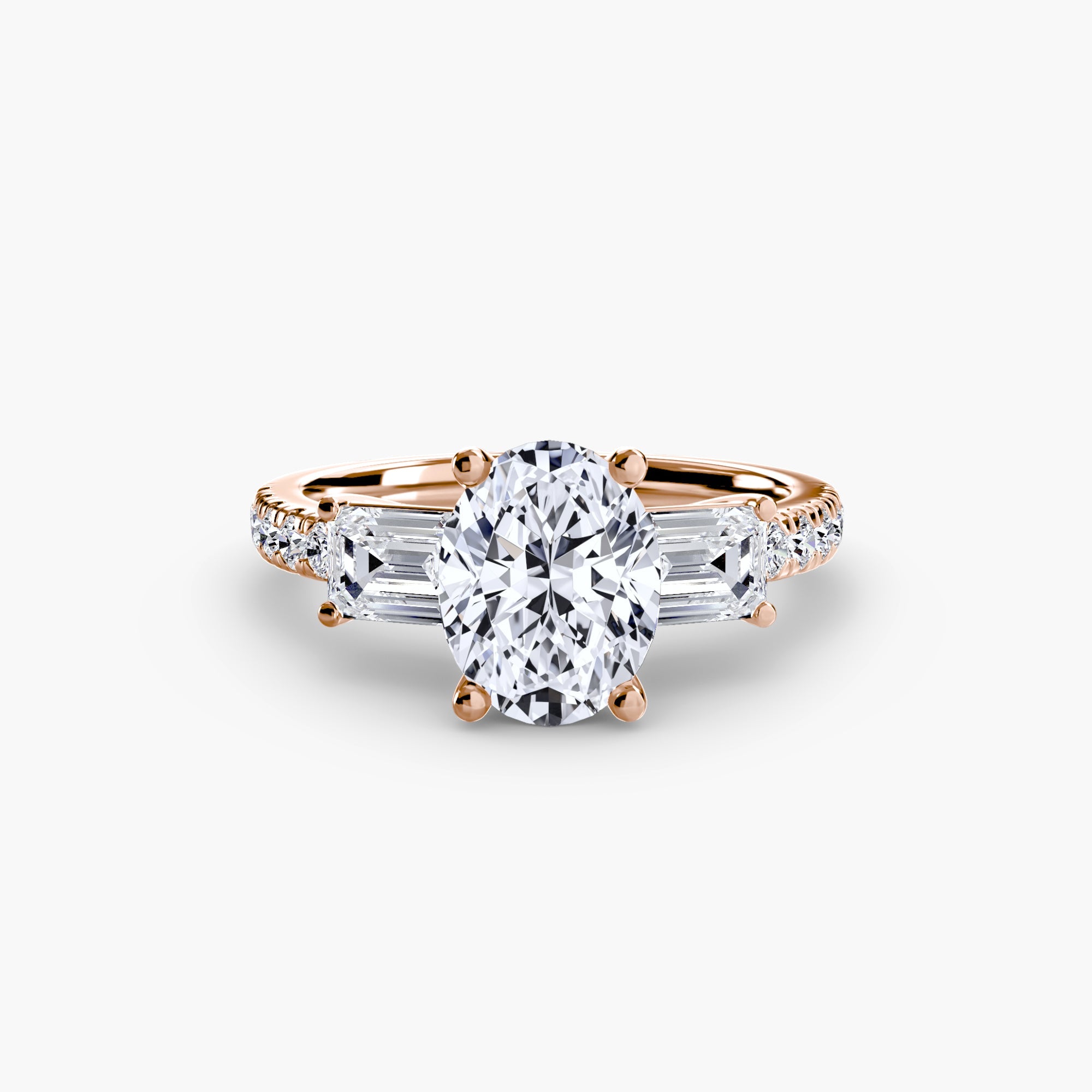 Three-Stone Ring with Pavé Band 4 EclectiCarat