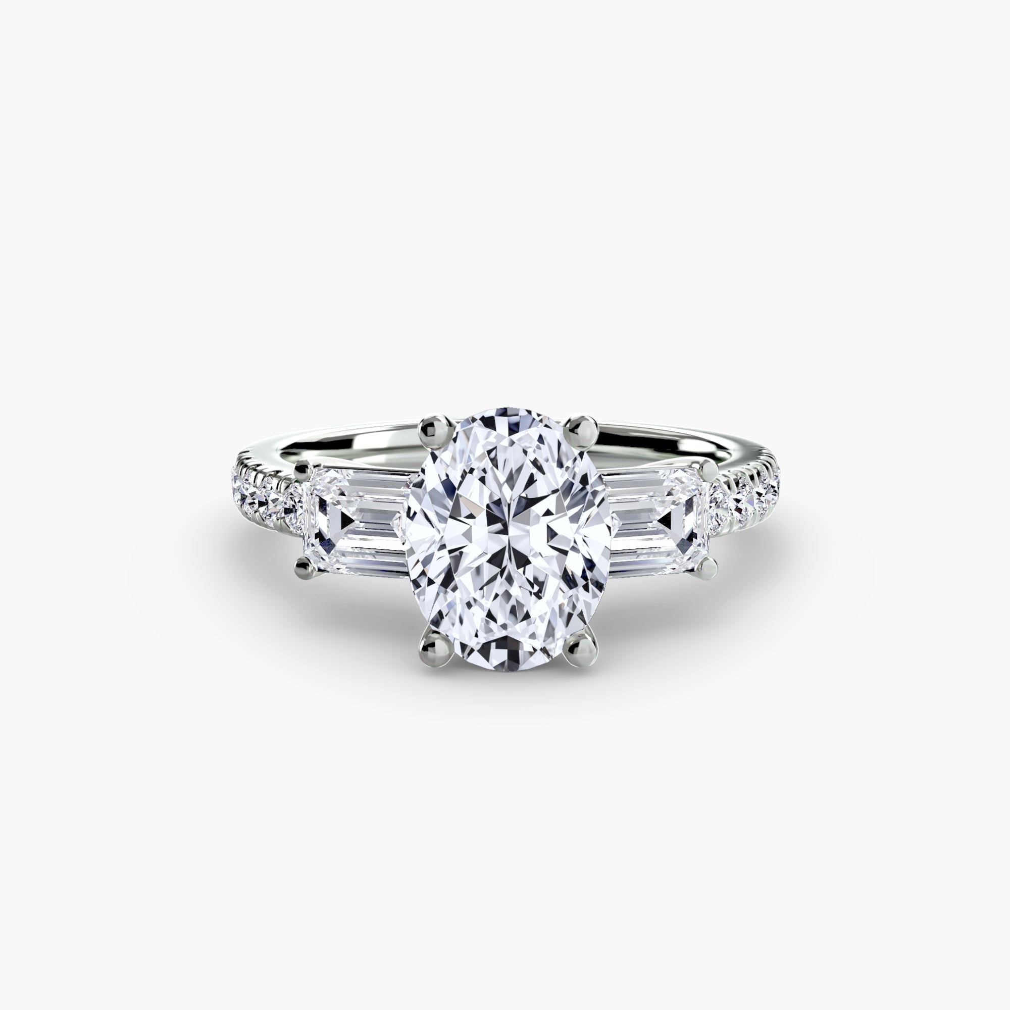 Three-Stone Ring with Pavé Band 4 EclectiCarat