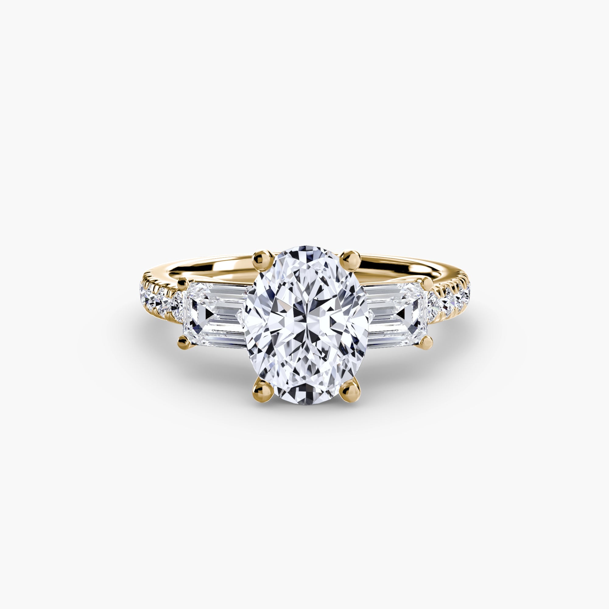 Three-Stone Ring with Pavé Band 4 EclectiCarat