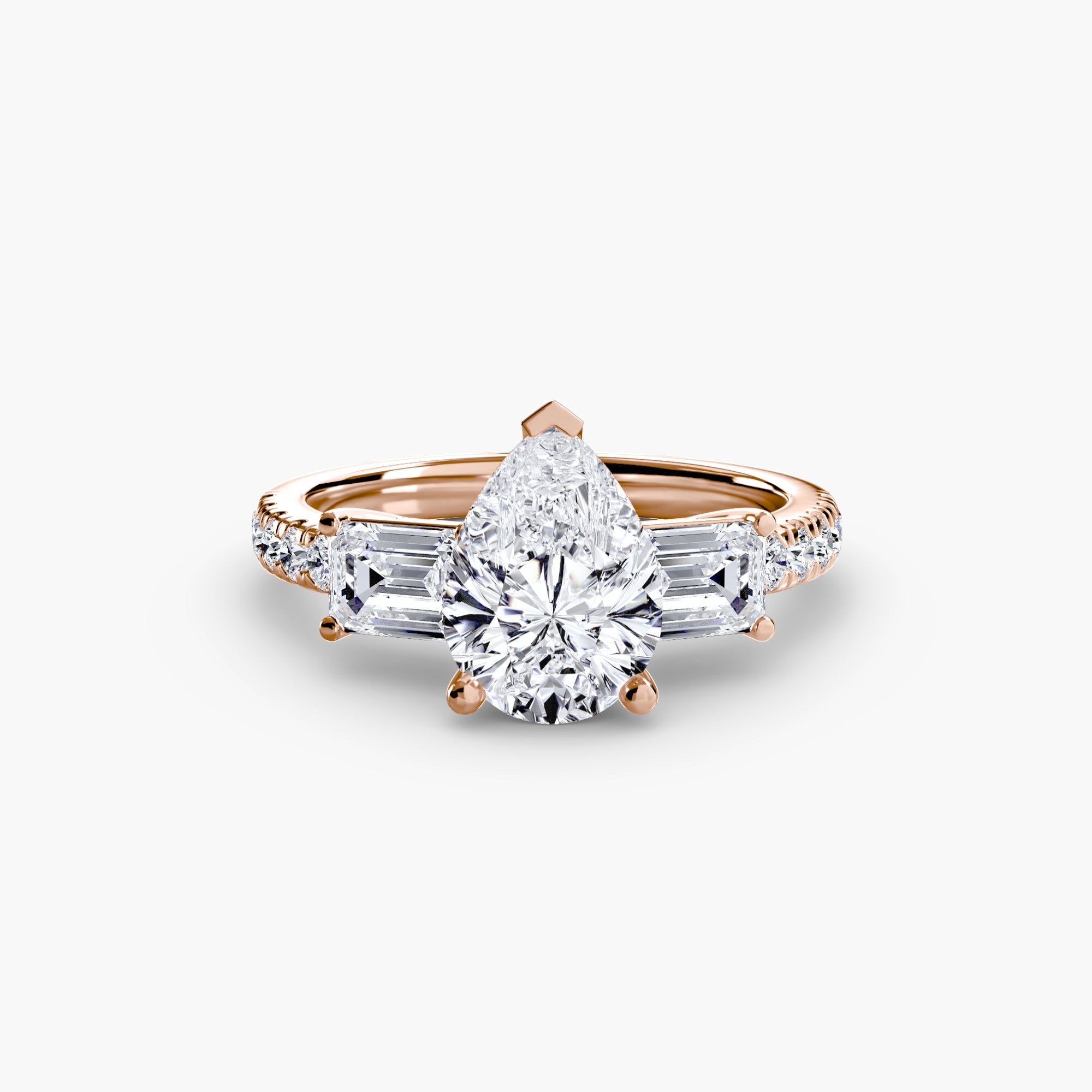 Three-Stone Ring with Pavé Band 4 EclectiCarat