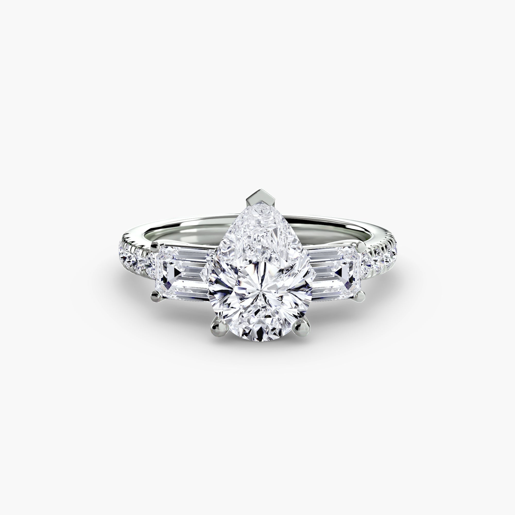 Three-Stone Ring with Pavé Band 4 EclectiCarat
