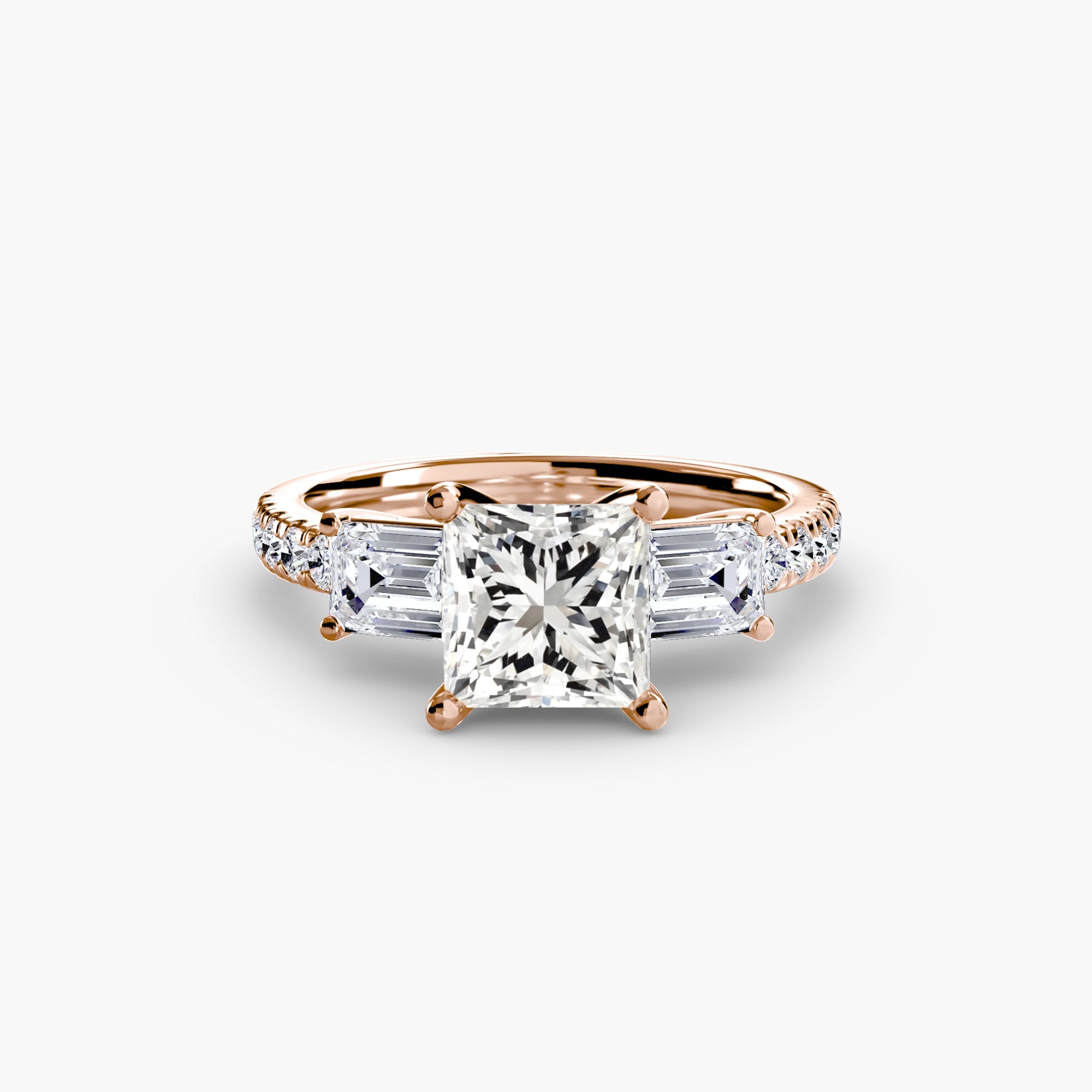 Three-Stone Ring with Pavé Band 4 EclectiCarat