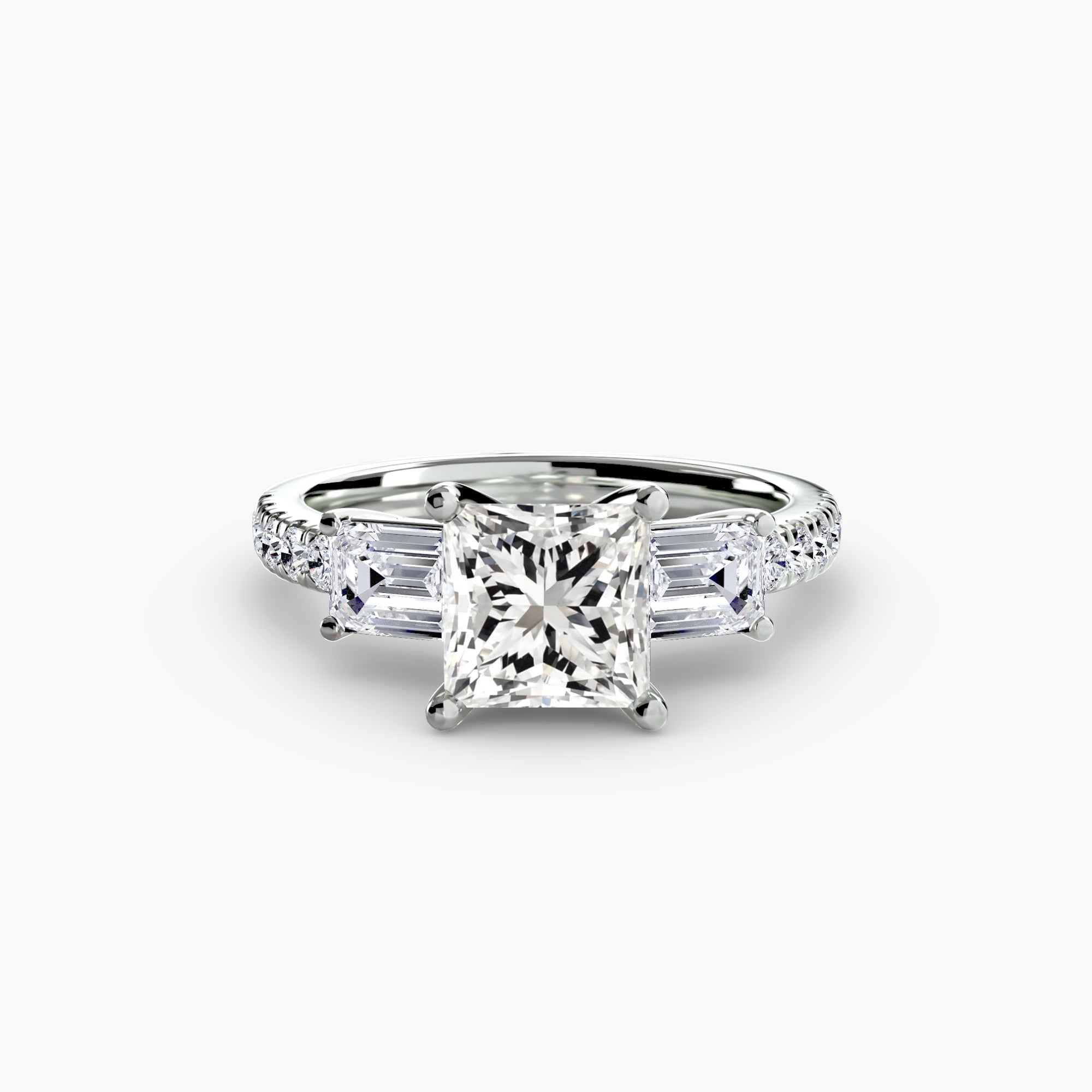 Three-Stone Ring with Pavé Band 4 EclectiCarat