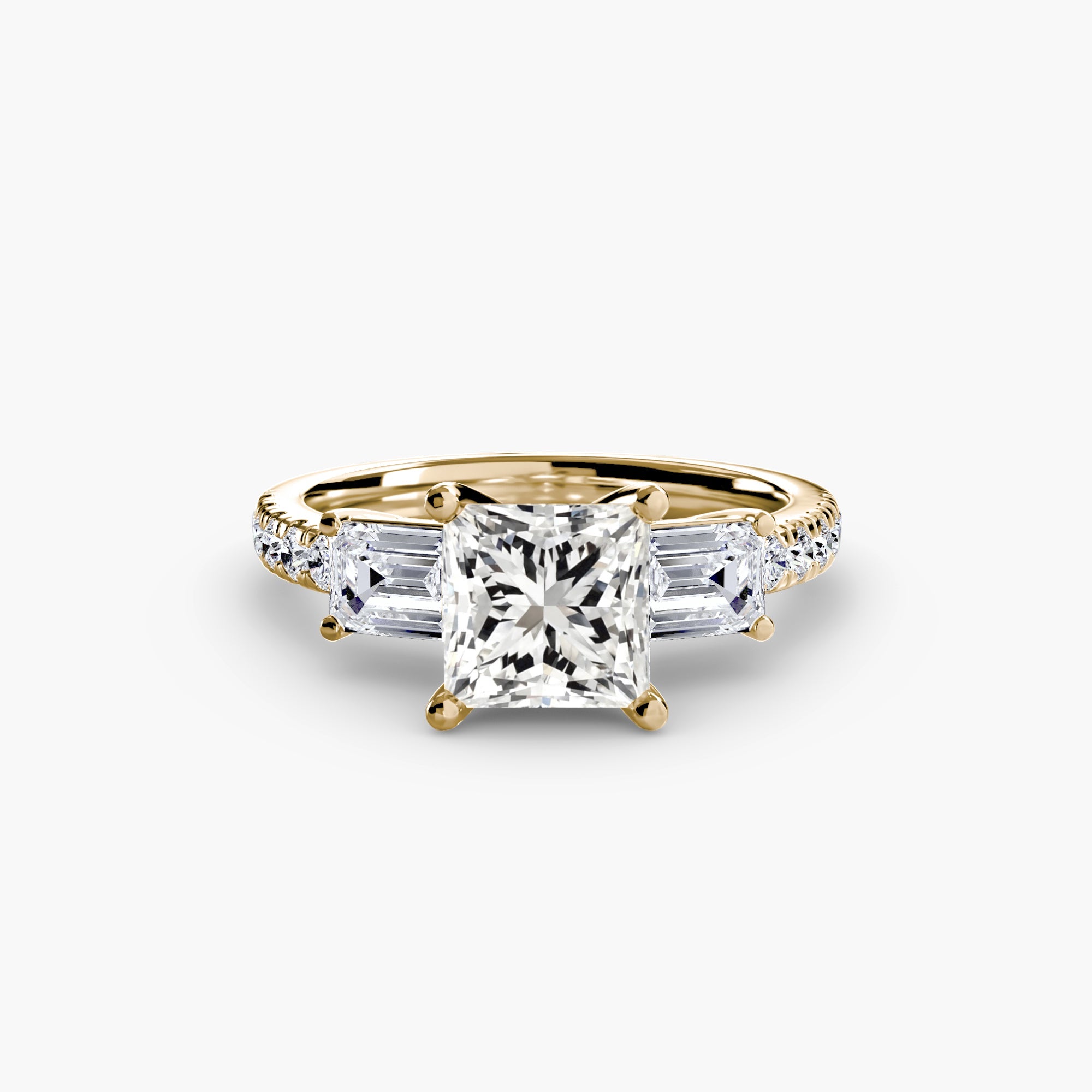 Three-Stone Ring with Pavé Band 4 EclectiCarat
