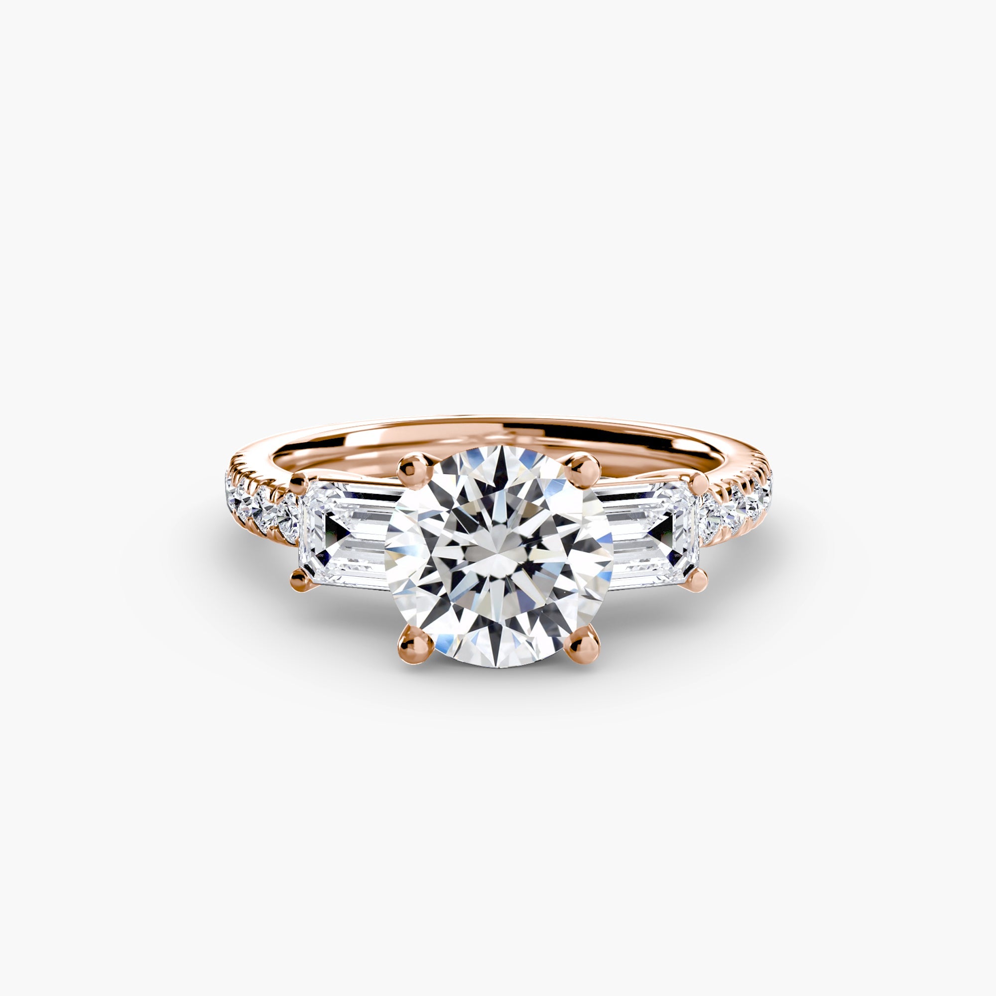 Three-Stone Ring with Pavé Band 4 EclectiCarat
