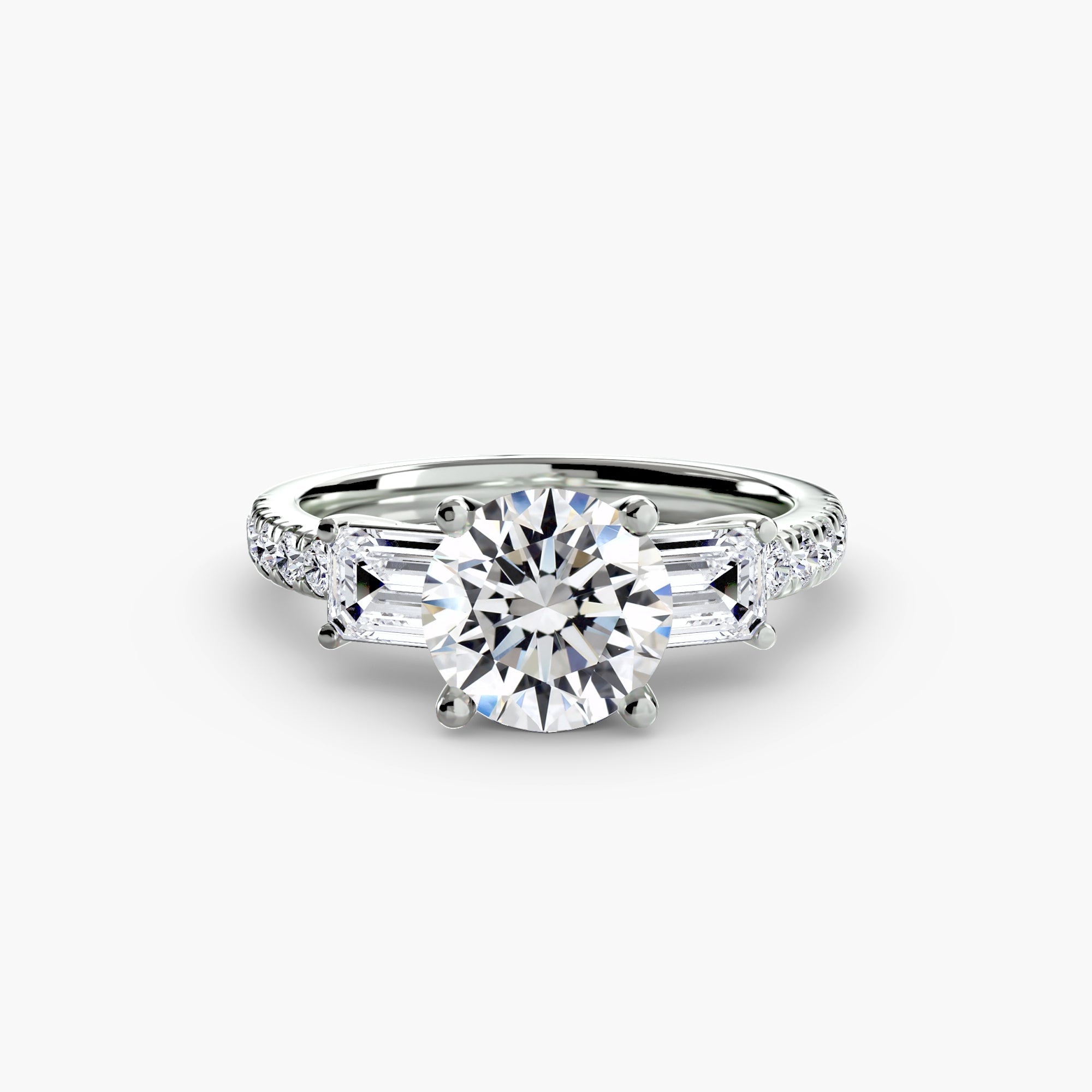 Three-Stone Ring with Pavé Band 4 EclectiCarat