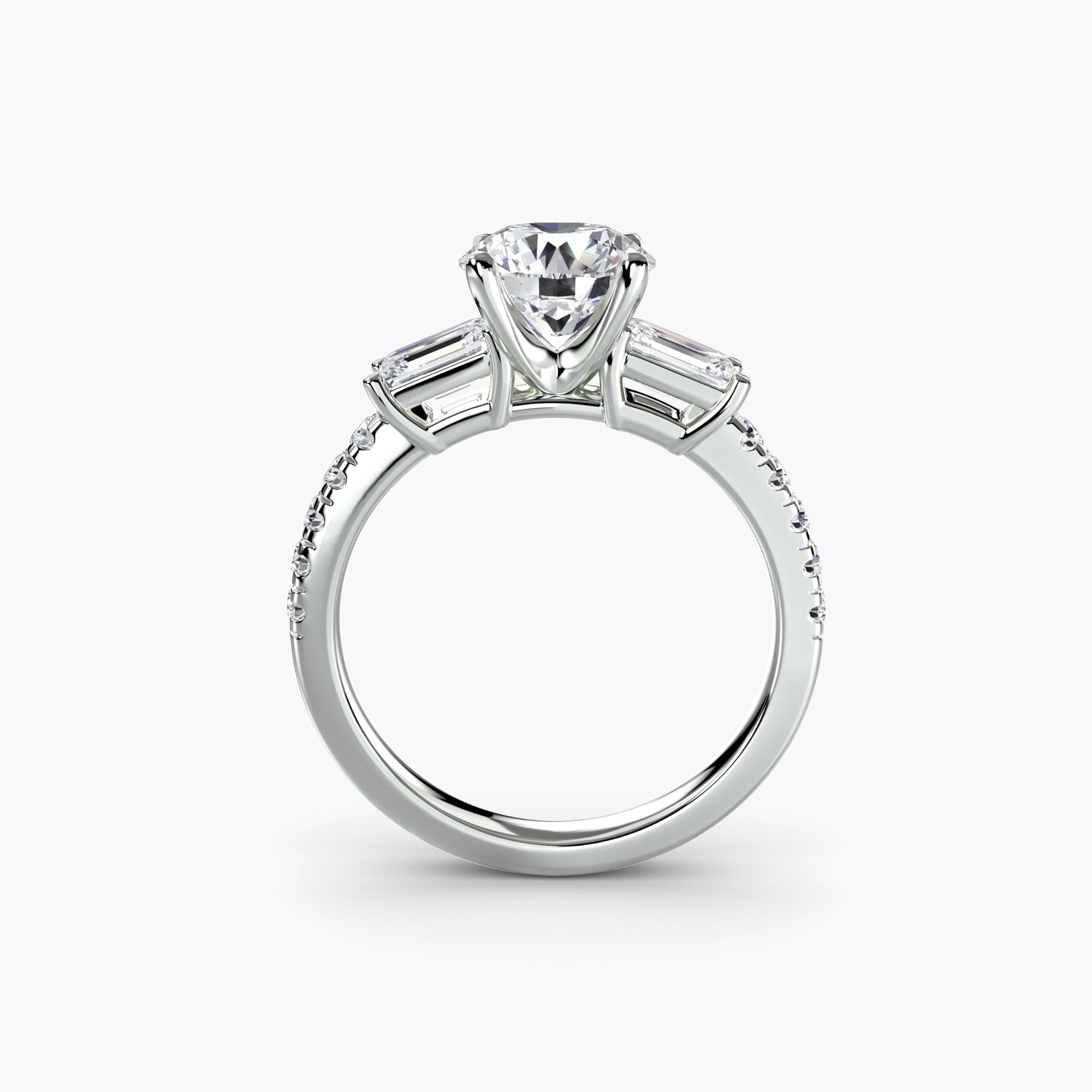 Three-Stone Ring with Pavé Band 4 EclectiCarat
