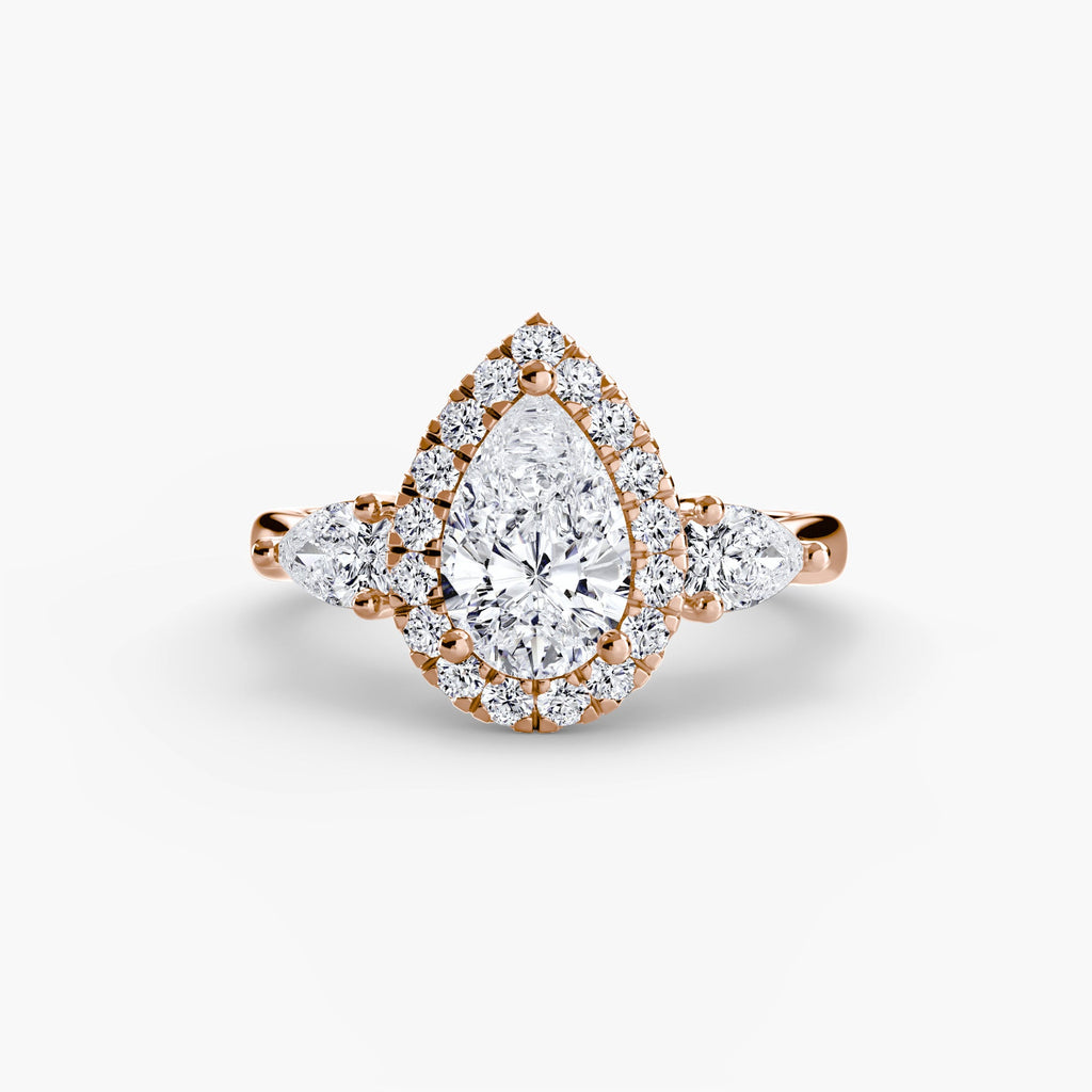Three-Stone Ring with Halo EclectiCarat