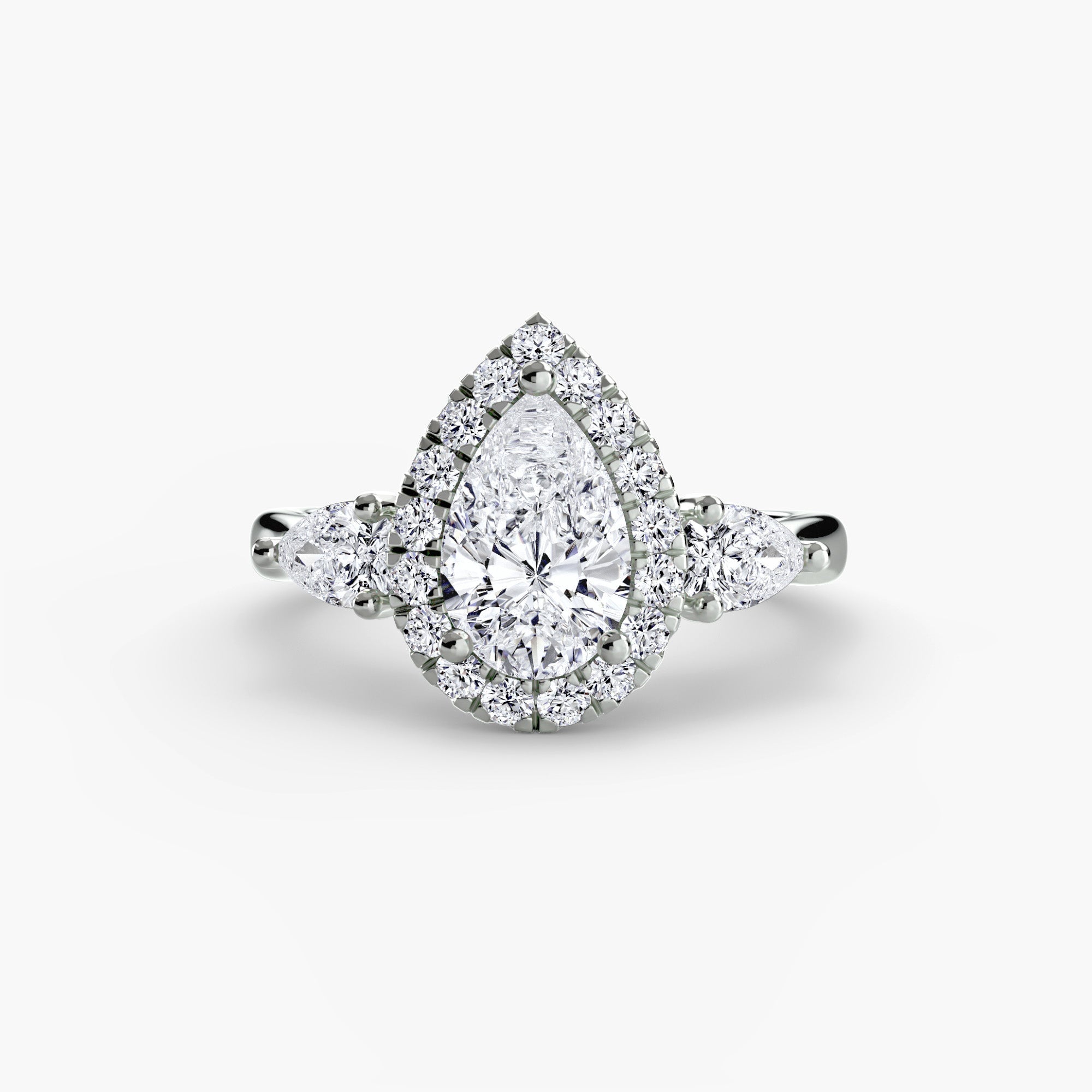 Three-Stone Ring with Halo EclectiCarat