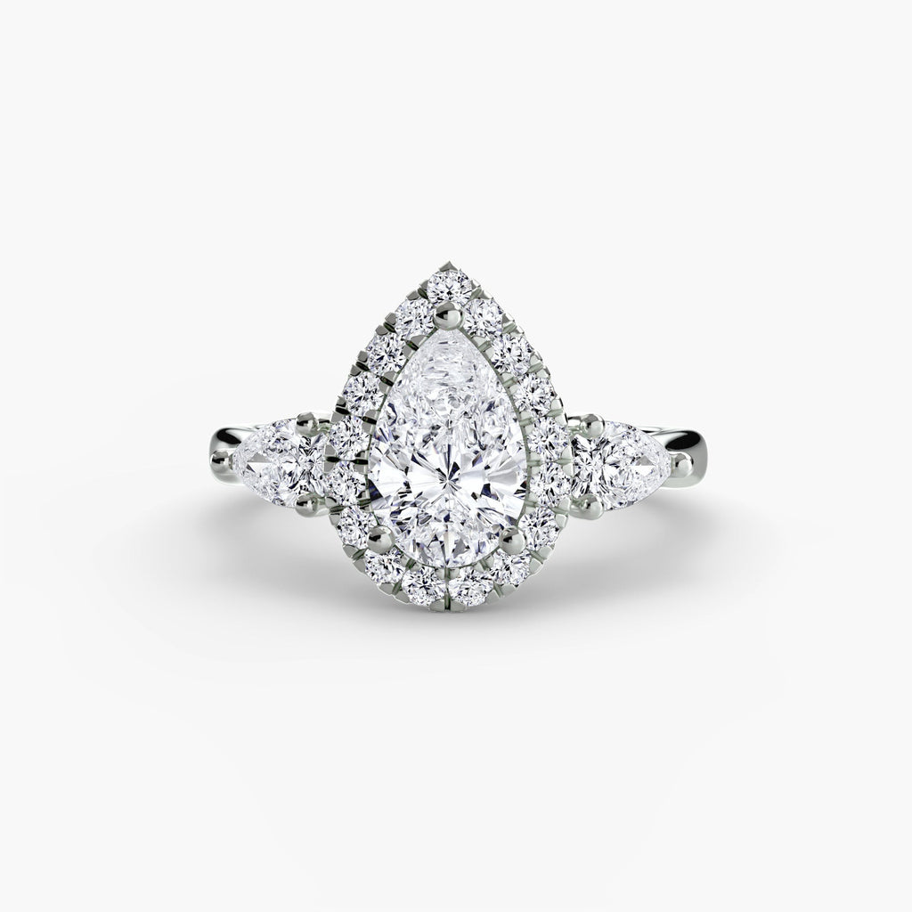 Three-Stone Ring with Halo EclectiCarat