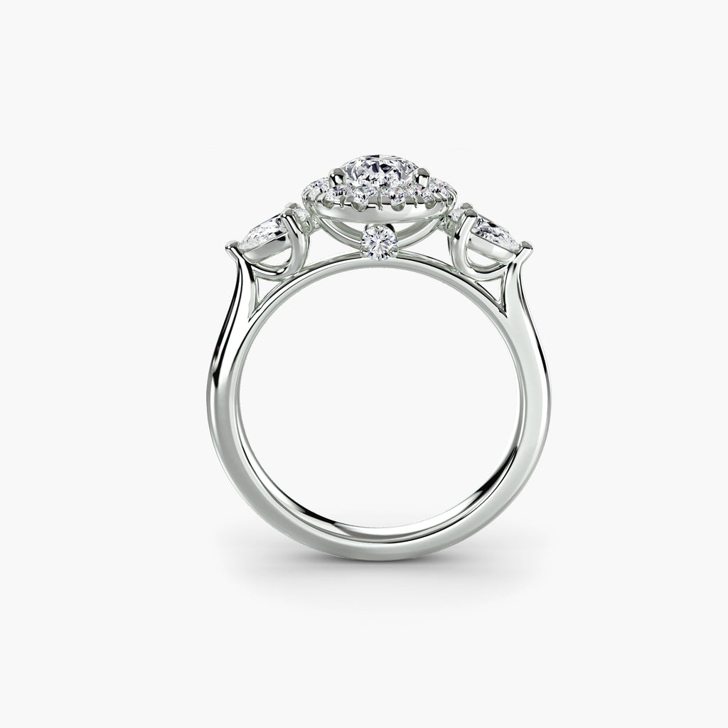 Three-Stone Ring with Halo EclectiCarat
