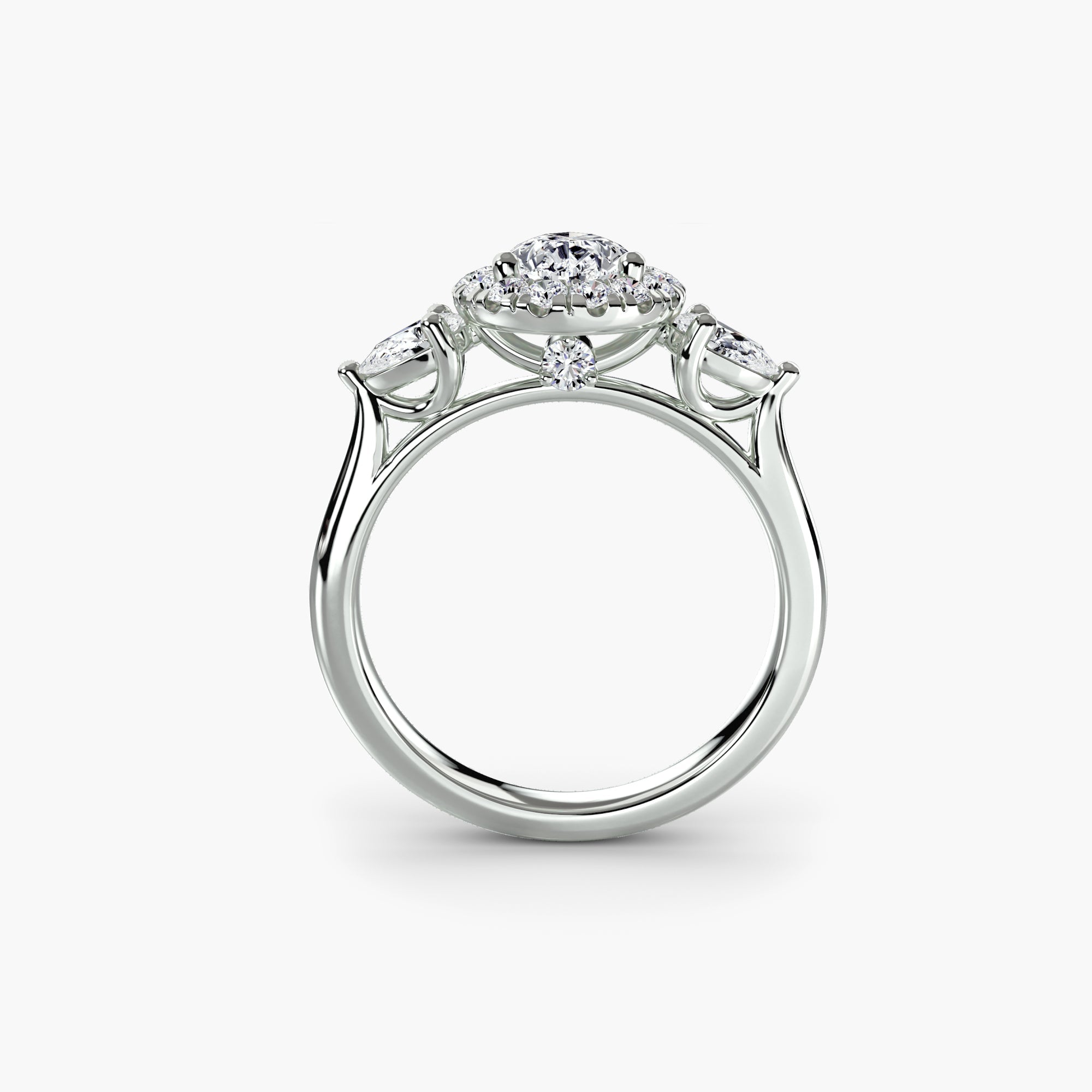 Three-Stone Ring with Halo EclectiCarat