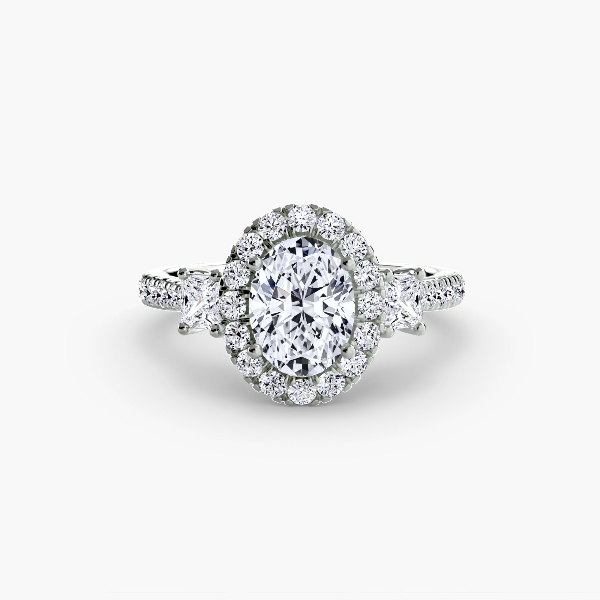 Three-Stone Ring with Halo 2 EclectiCarat