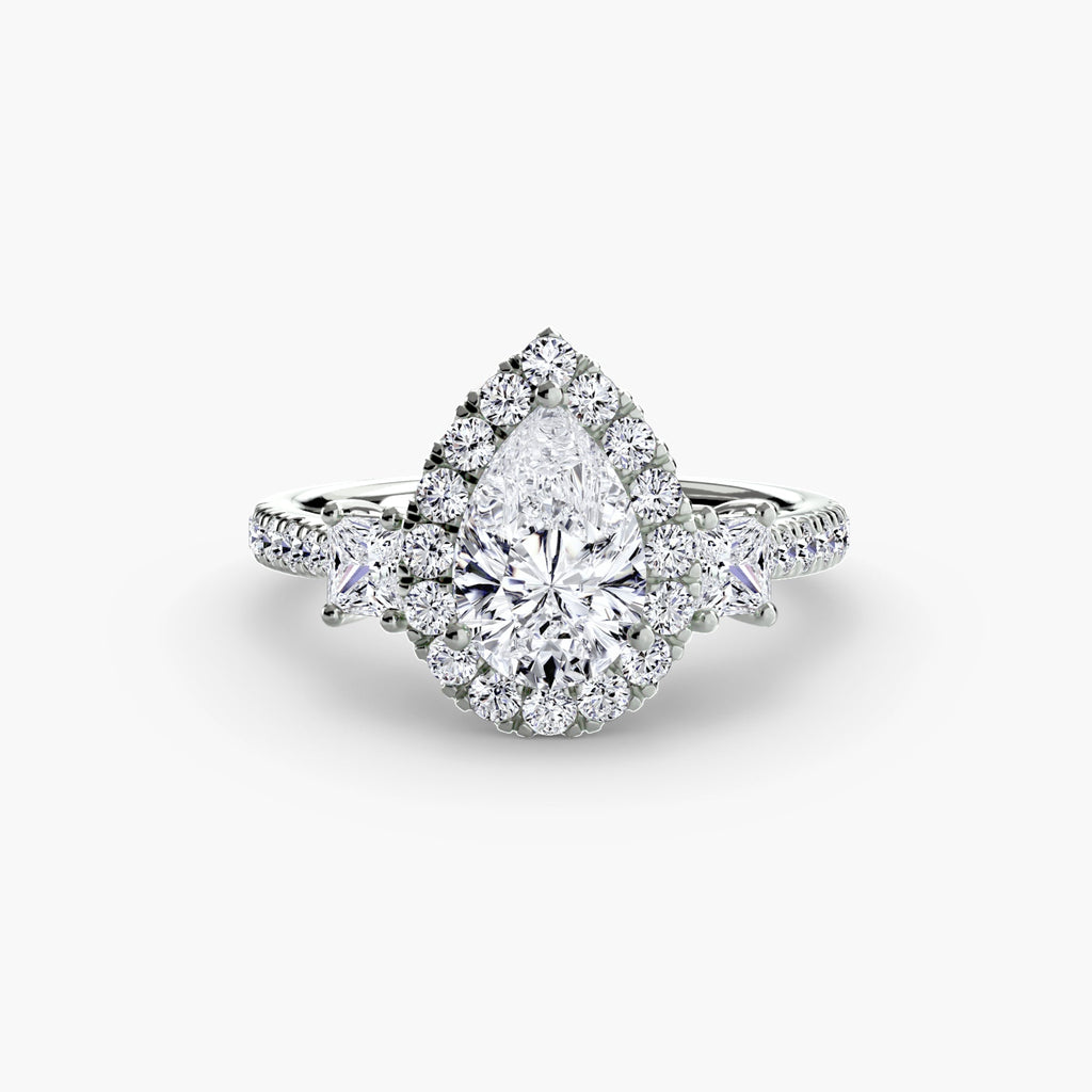 Three-Stone Ring with Halo 2 EclectiCarat
