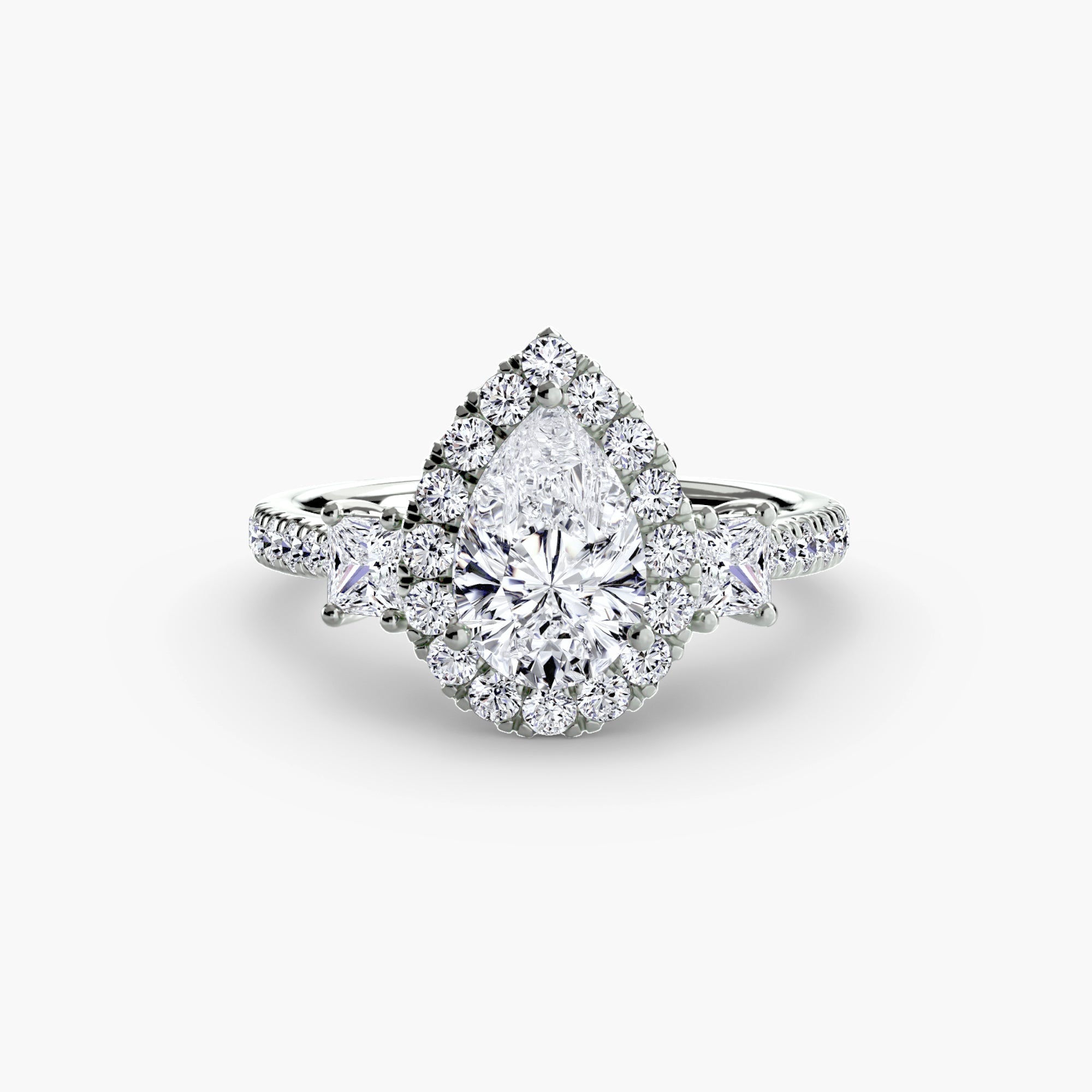 Three-Stone Ring with Halo 2 EclectiCarat
