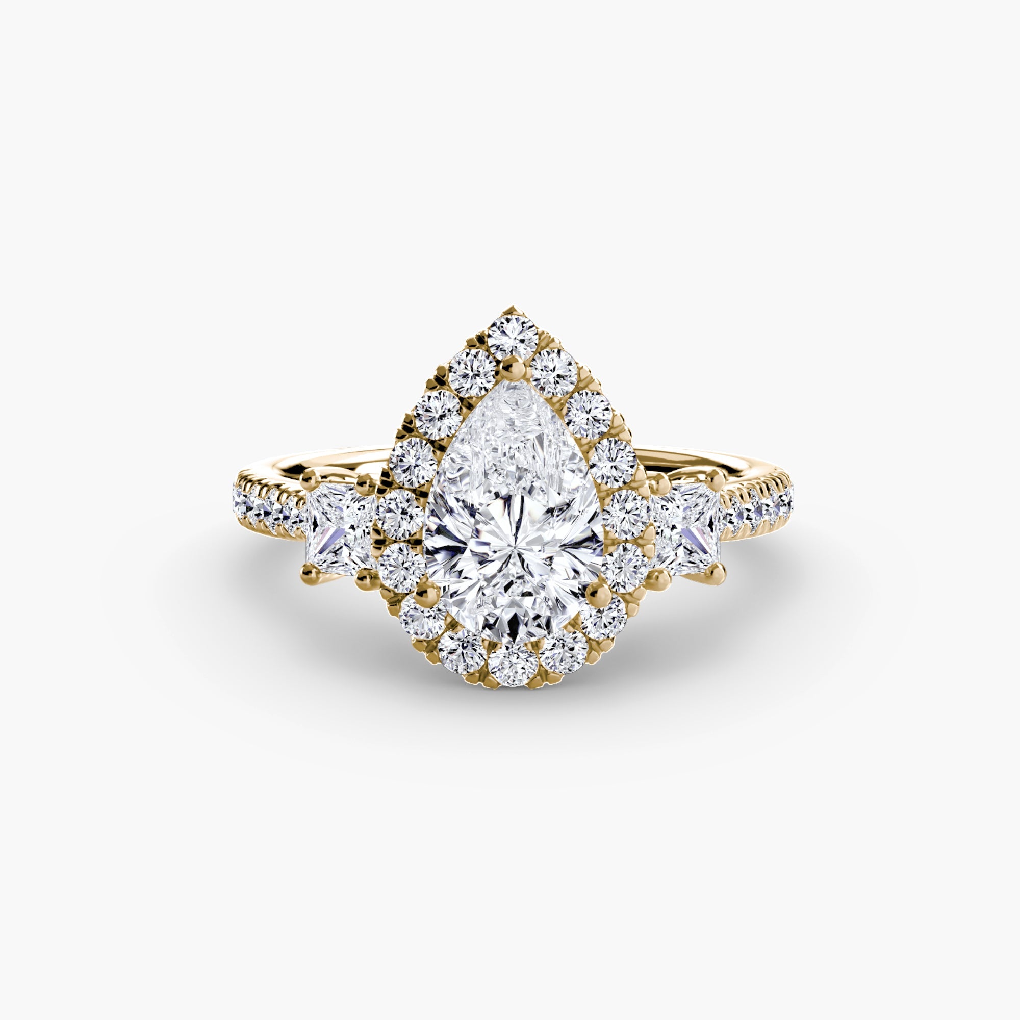 Three-Stone Ring with Halo 2 EclectiCarat