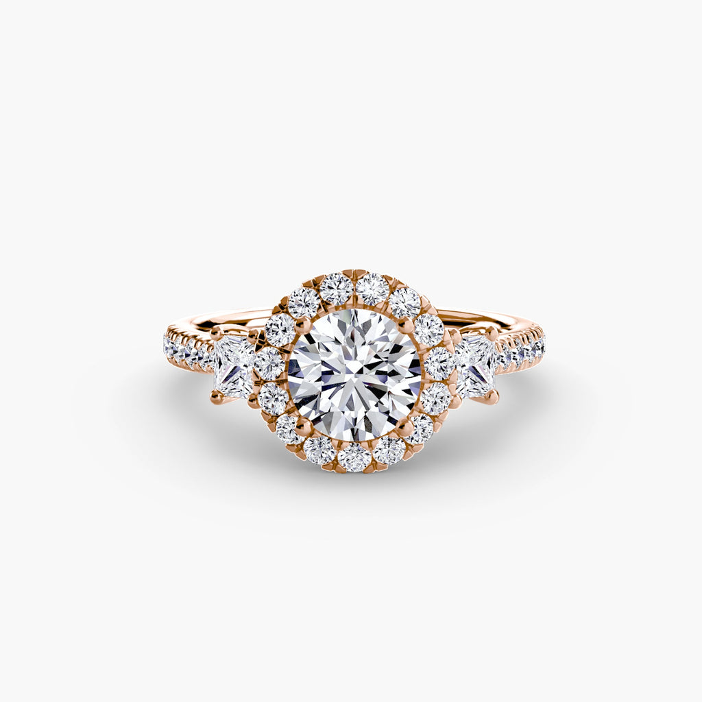 Three-Stone Ring with Halo 2 EclectiCarat