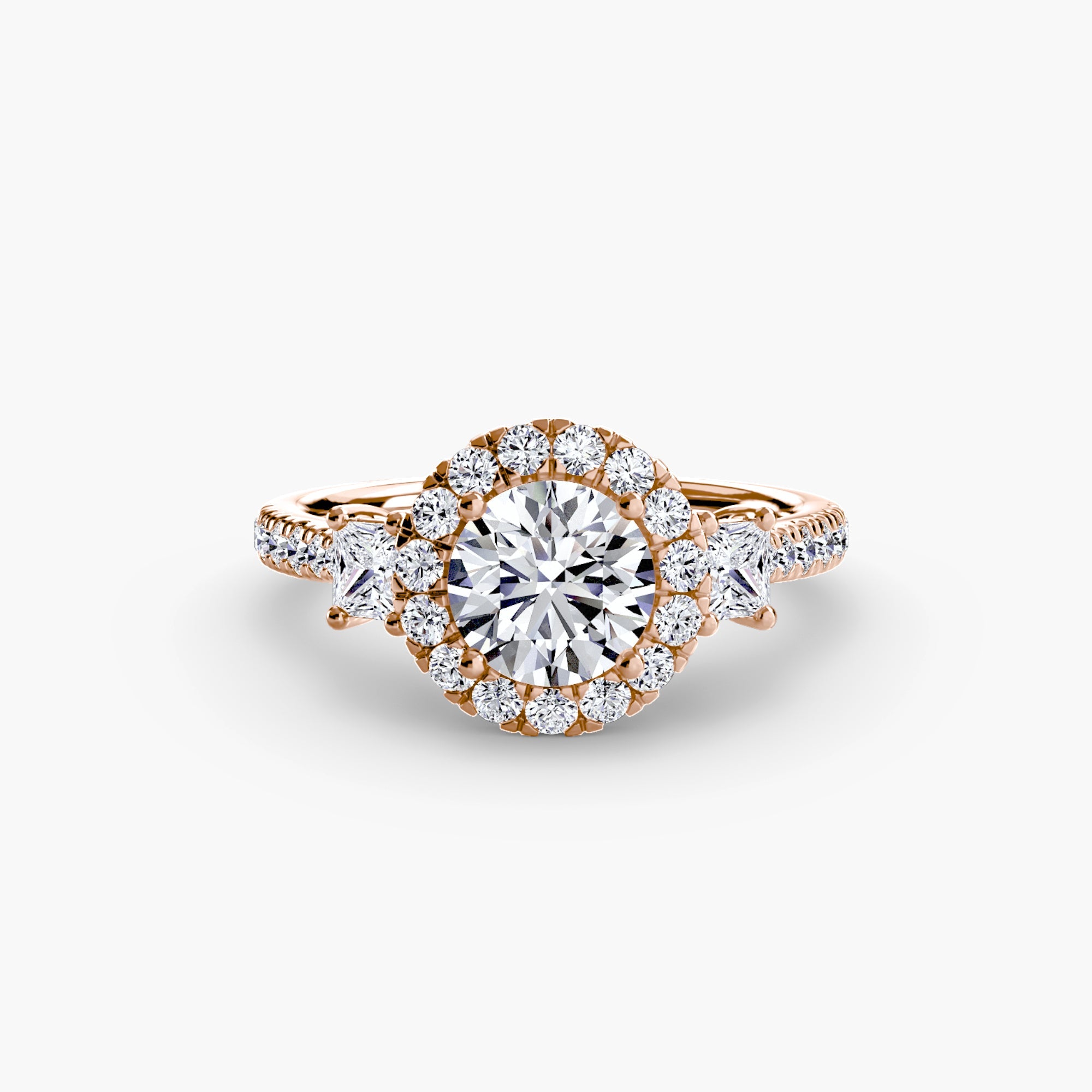 Three-Stone Ring with Halo 2 EclectiCarat