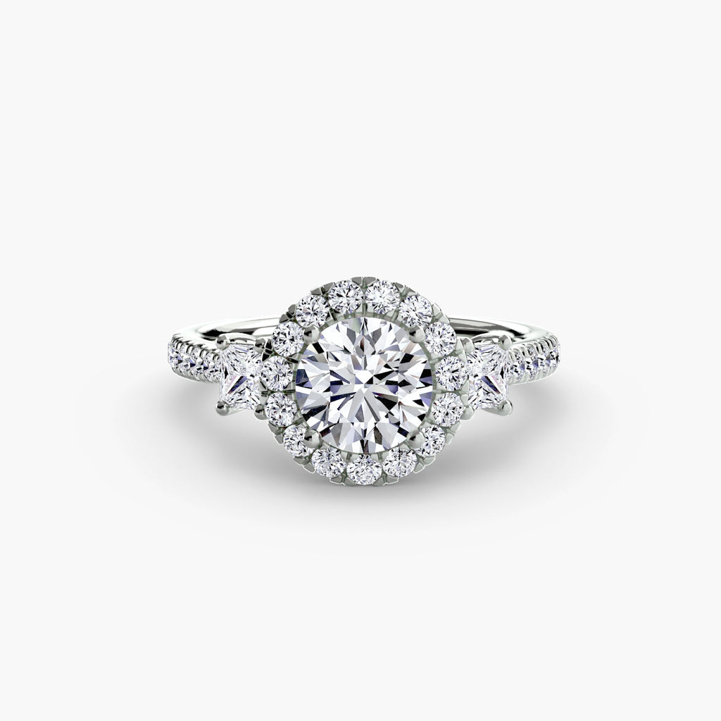 Three-Stone Ring with Halo 2 EclectiCarat