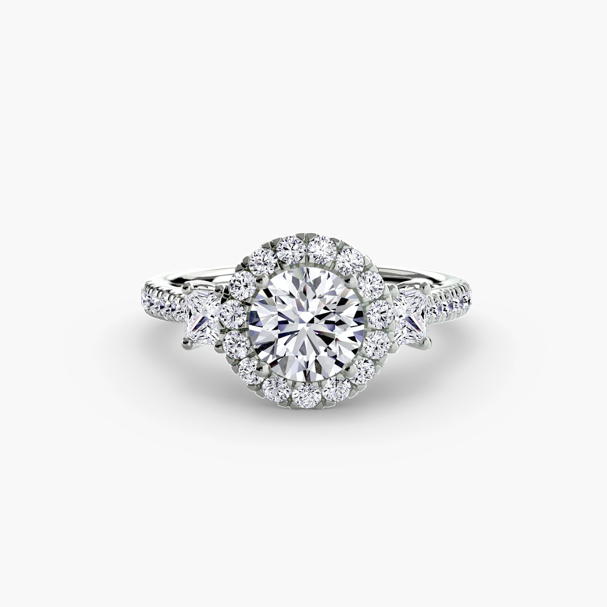 Three-Stone Ring with Halo 2 EclectiCarat