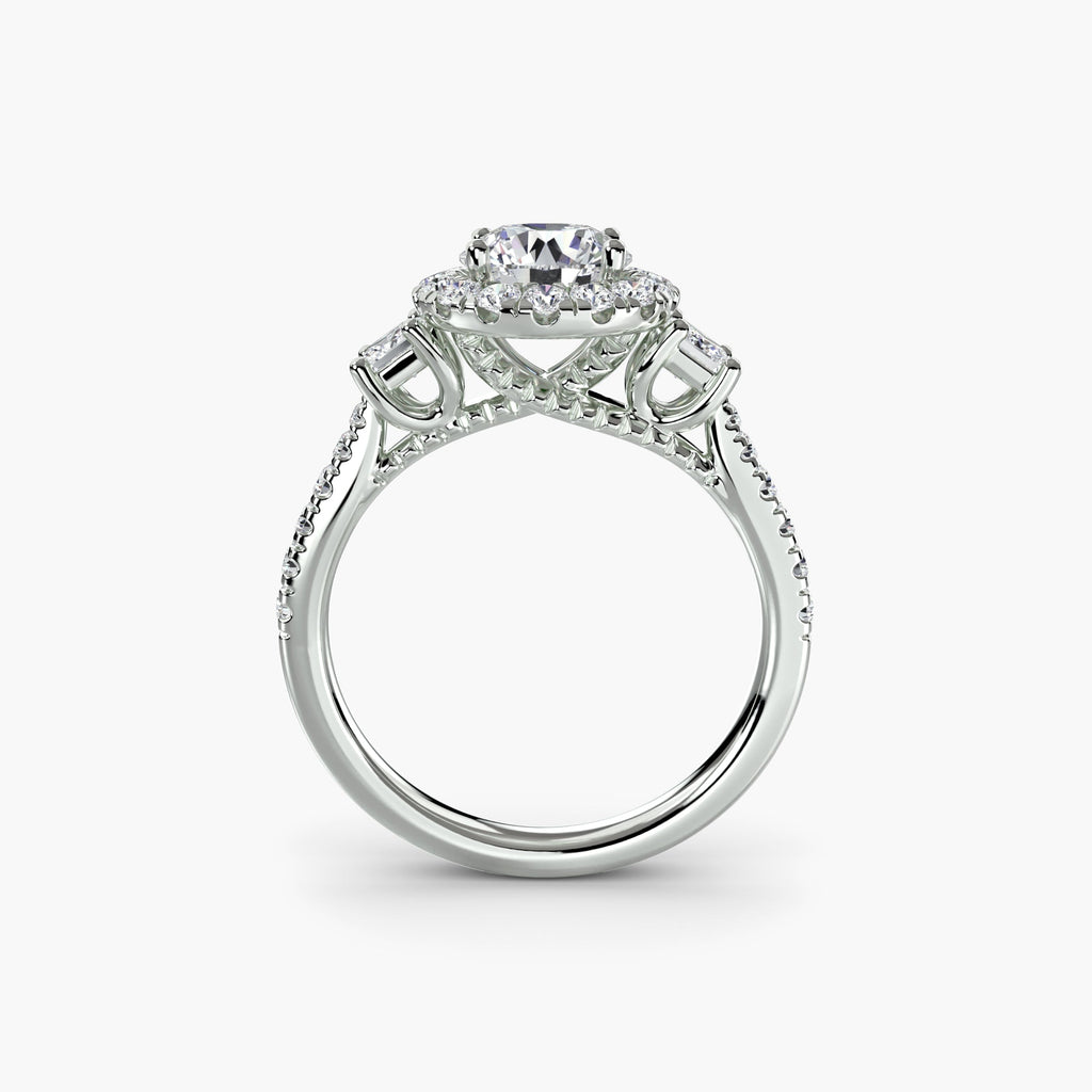 Three-Stone Ring with Halo 2 EclectiCarat