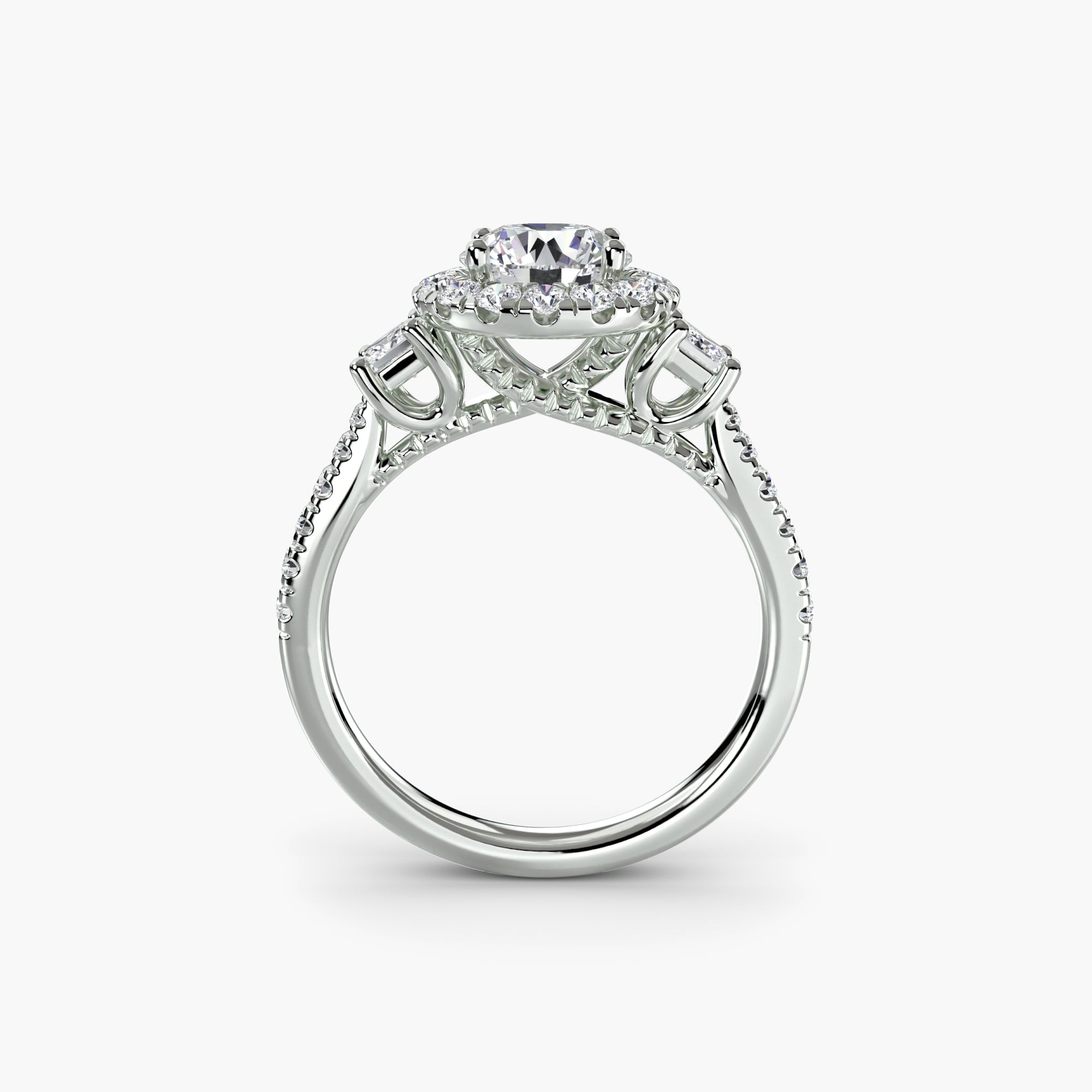 Three-Stone Ring with Halo 2 EclectiCarat