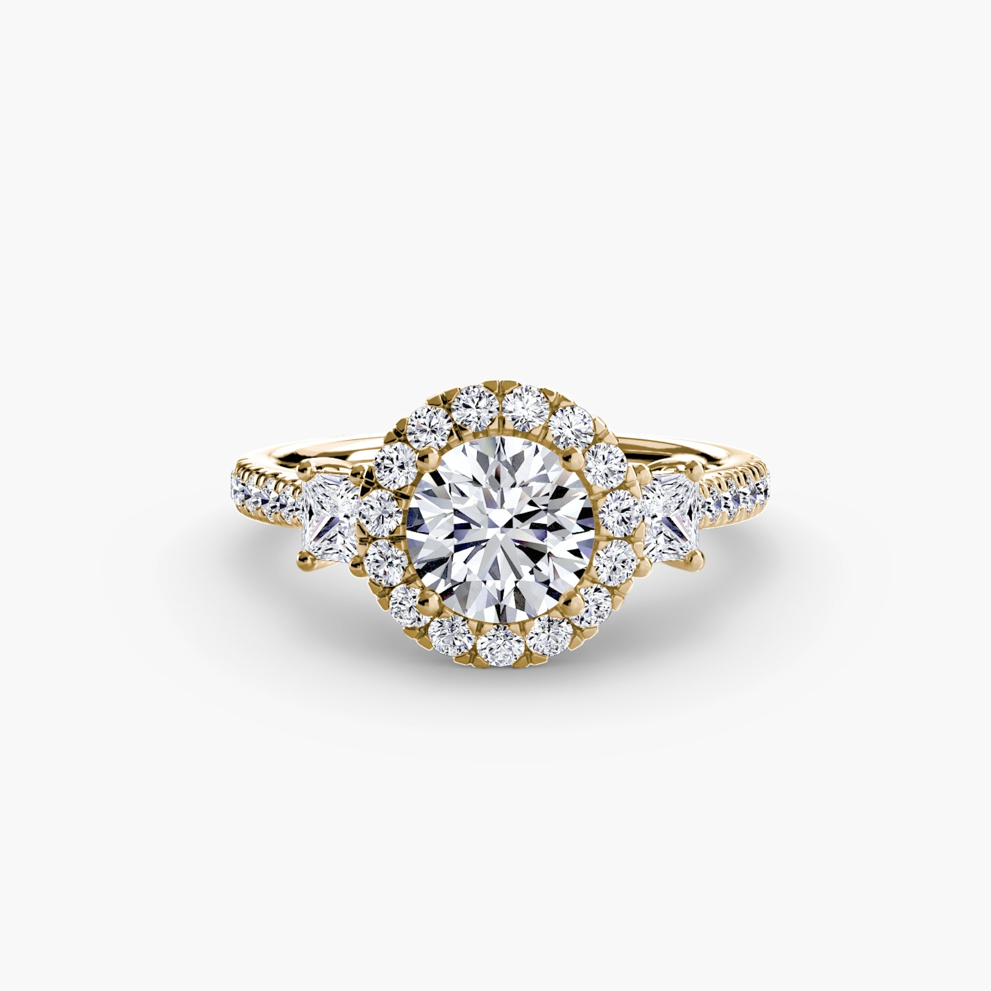 Three-Stone Ring with Halo 2 EclectiCarat