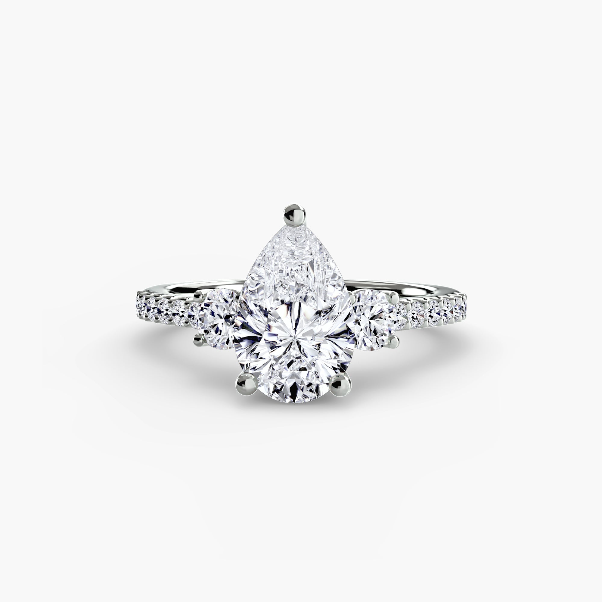 Three-Stone Ring with Pavé Band 5 - EclectiCarat