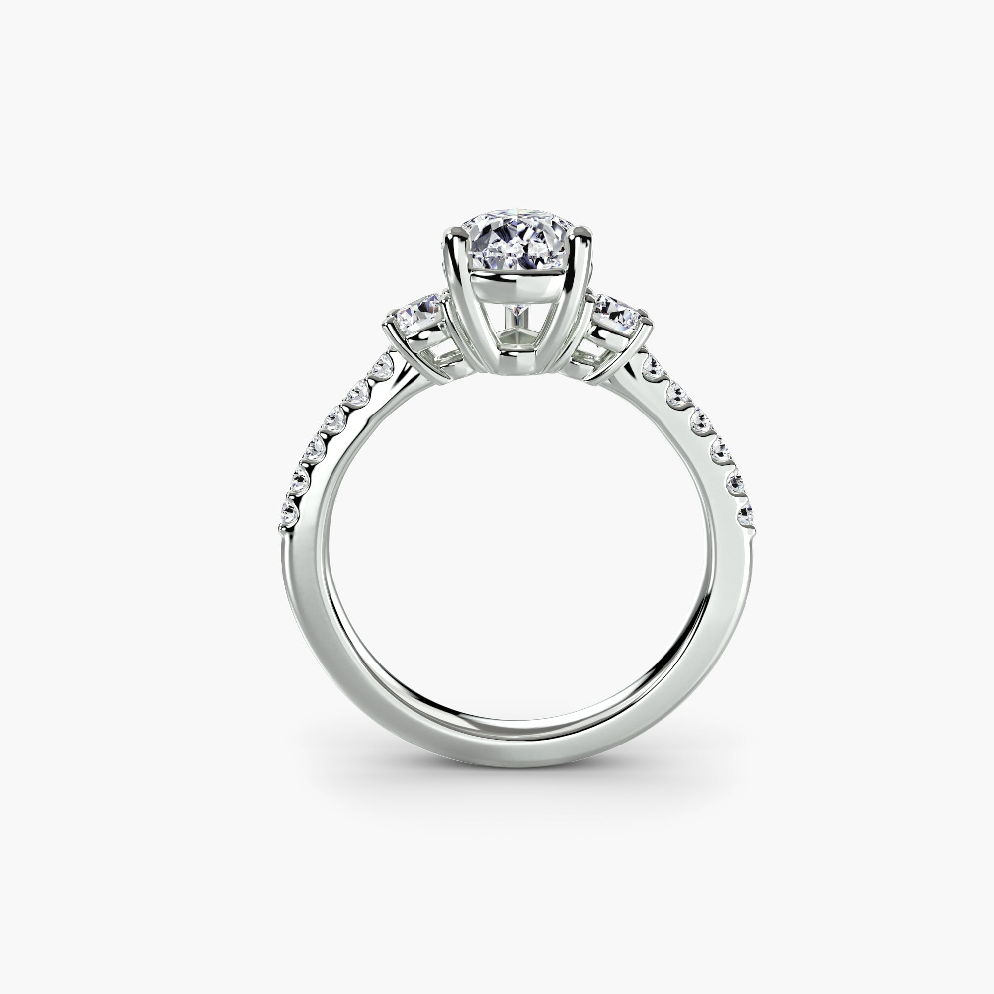 Three-Stone Ring with Pavé Band 5 - EclectiCarat