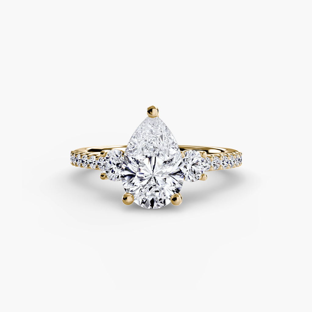 Three-Stone Ring with Pavé Band 5 - EclectiCarat