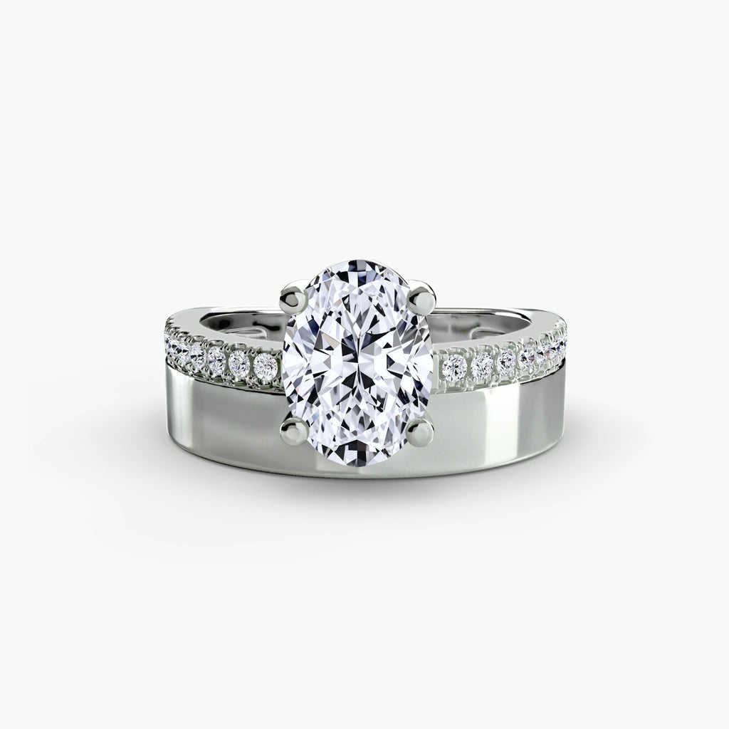 Wide Band Solitaire with Pavé Band EclectiCarat