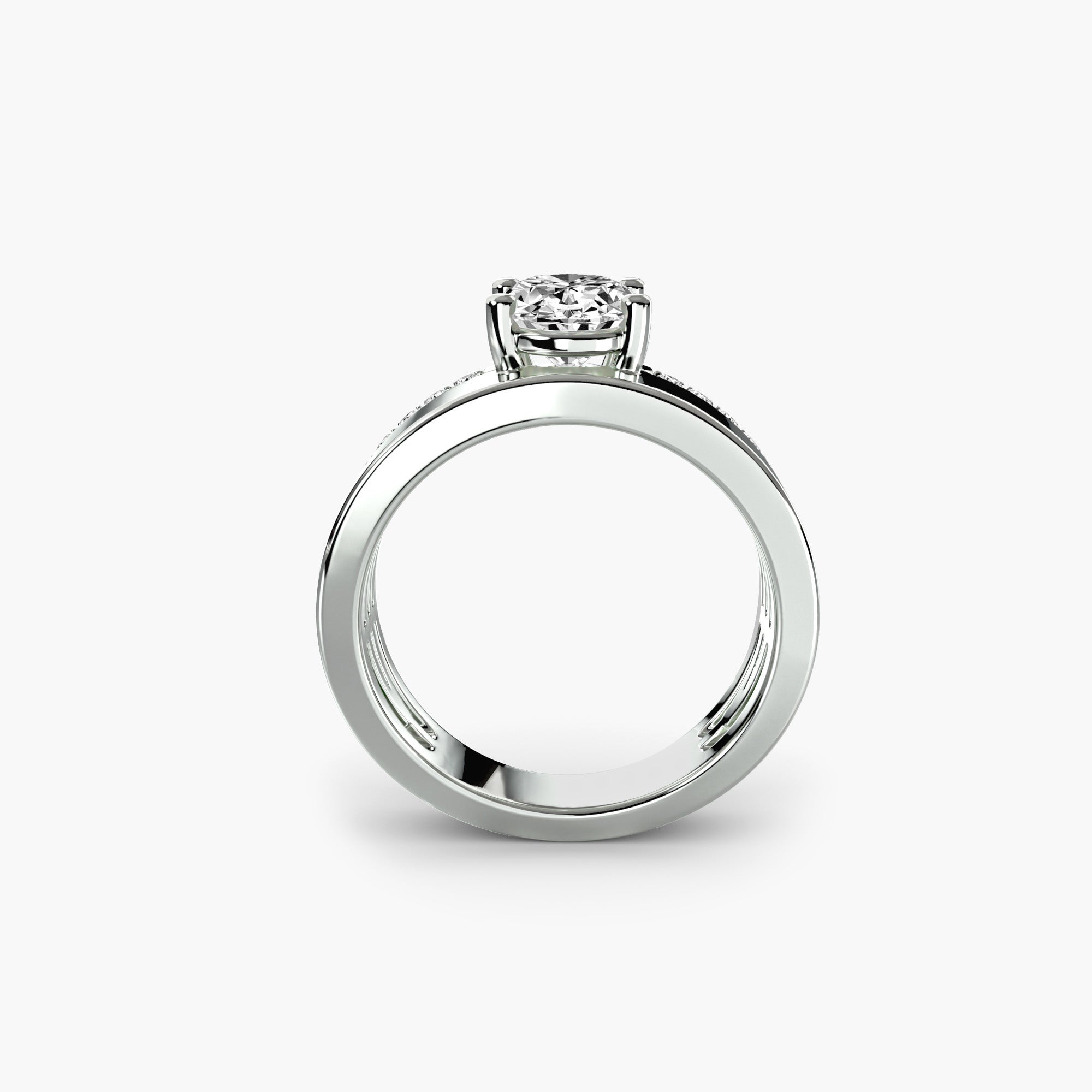 Wide Band Solitaire with Pavé Band EclectiCarat