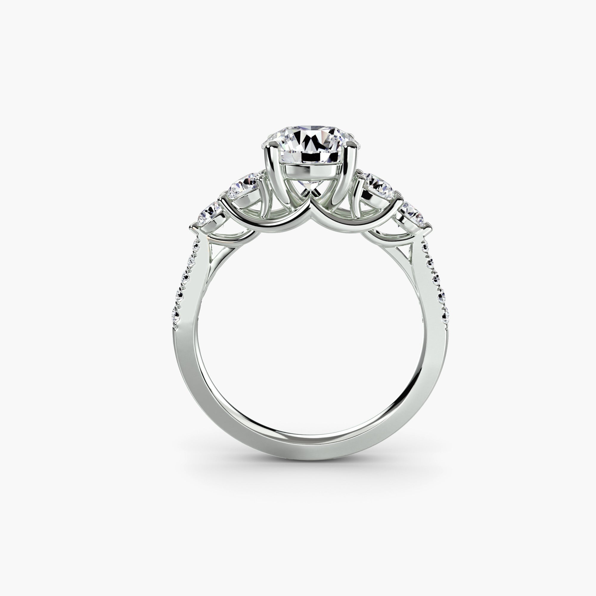 Five Stone Ring with Pavé Band EclectiCarat