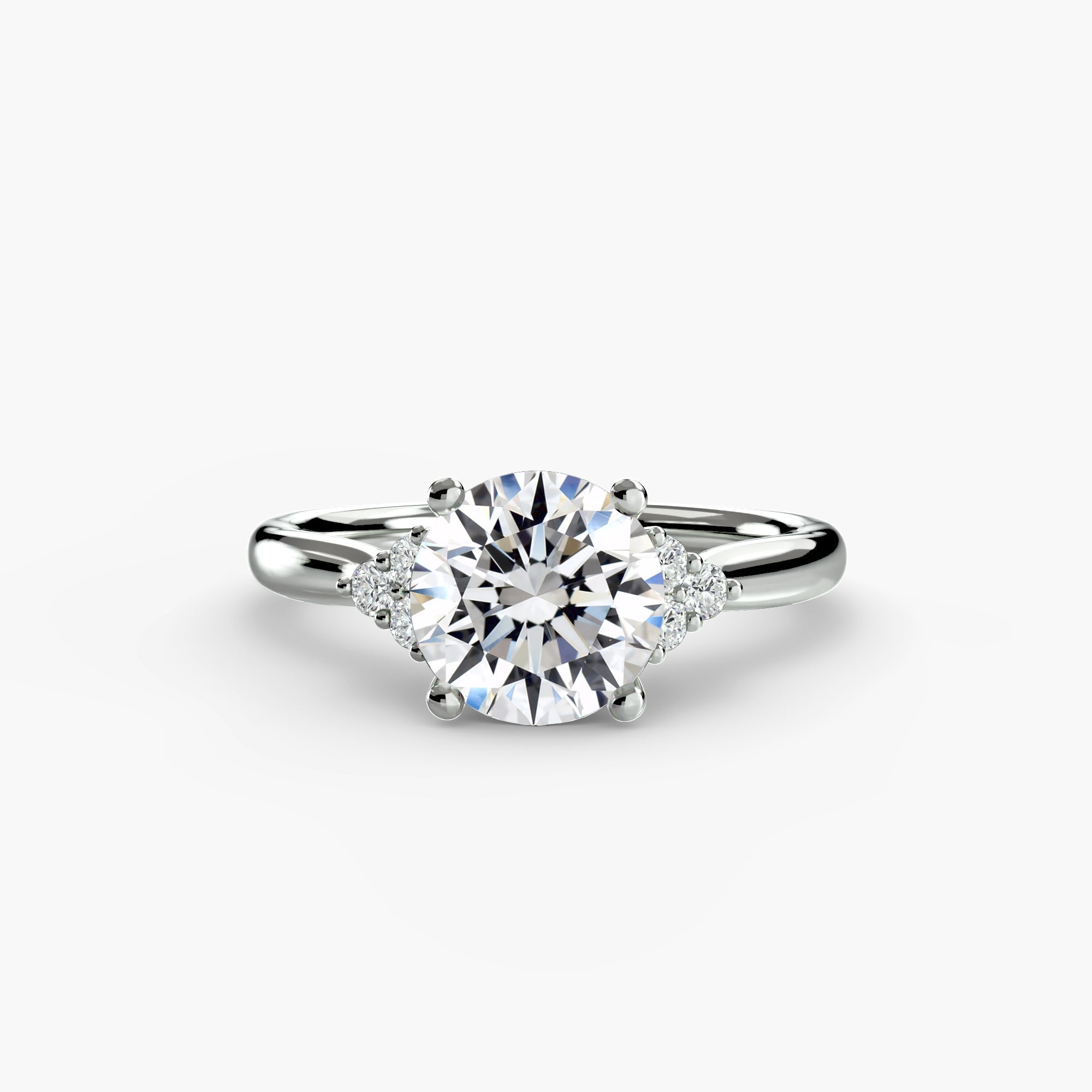 Solitaire with Cluster Shoulders EclectiCarat