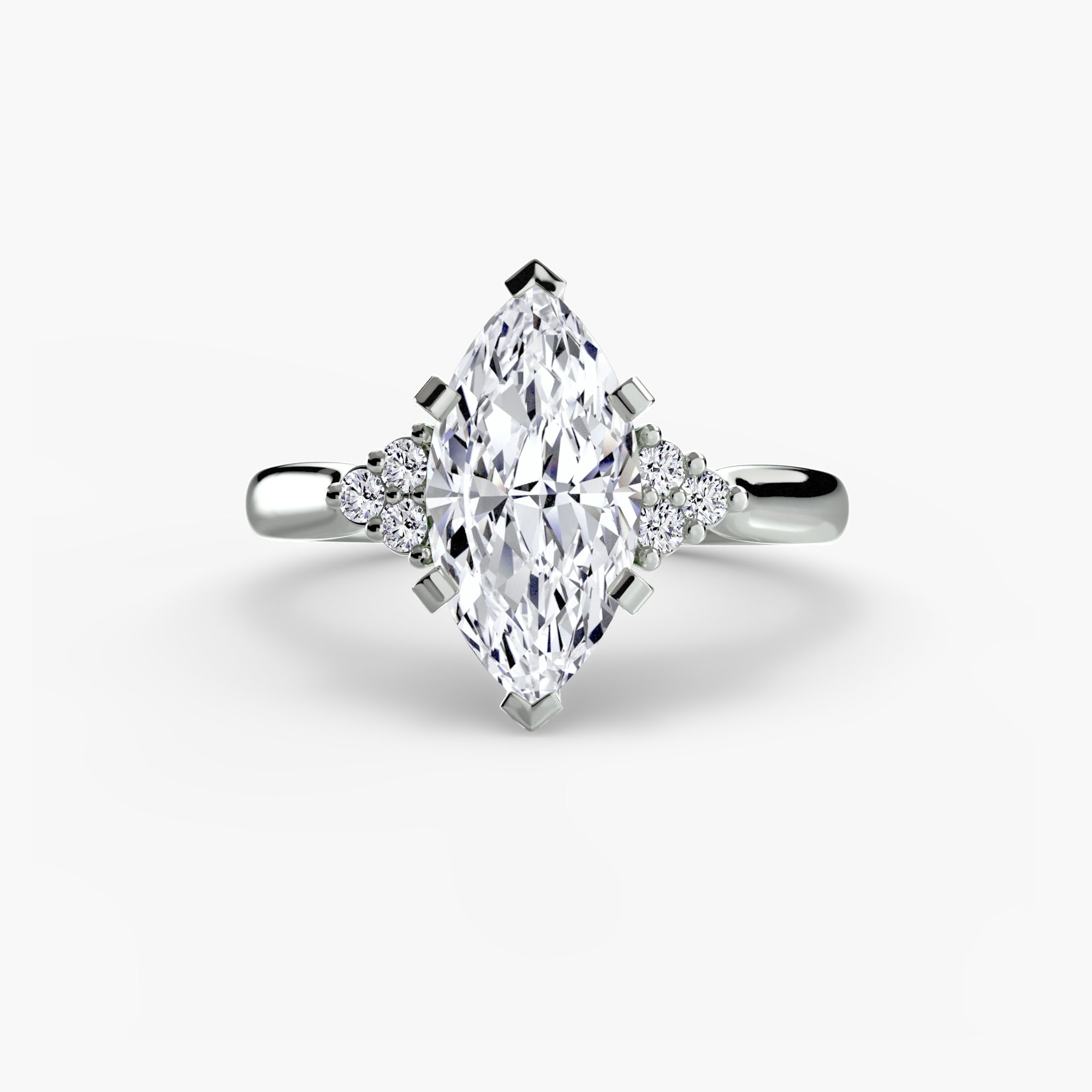 Solitaire with Cluster Shoulders 2 EclectiCarat